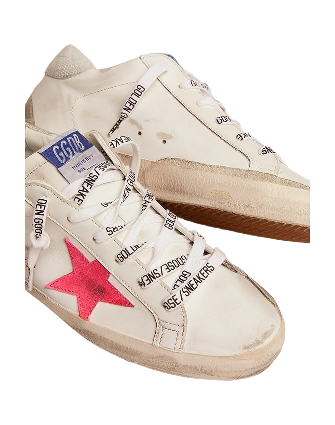 Women | Super-Star Sneakers White Leather with Suede Red Star & Python Print Heel Tab | White x Lobster Fluo x Ice x Silver - Image 3