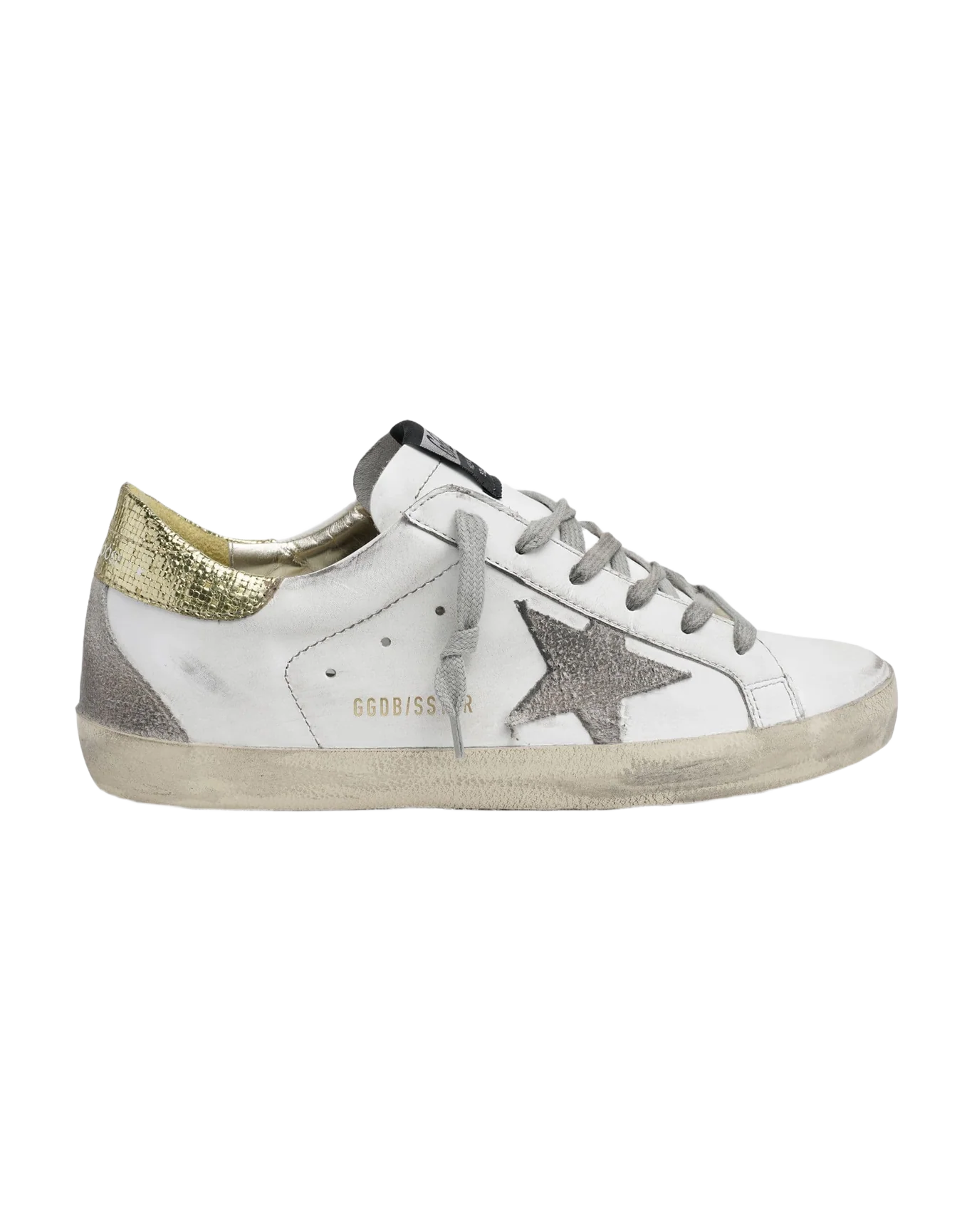 Women | Super-Star Sneakers White Leather with Suede Star & Gold Heel Tab | White x Ice x Gold - Image 2