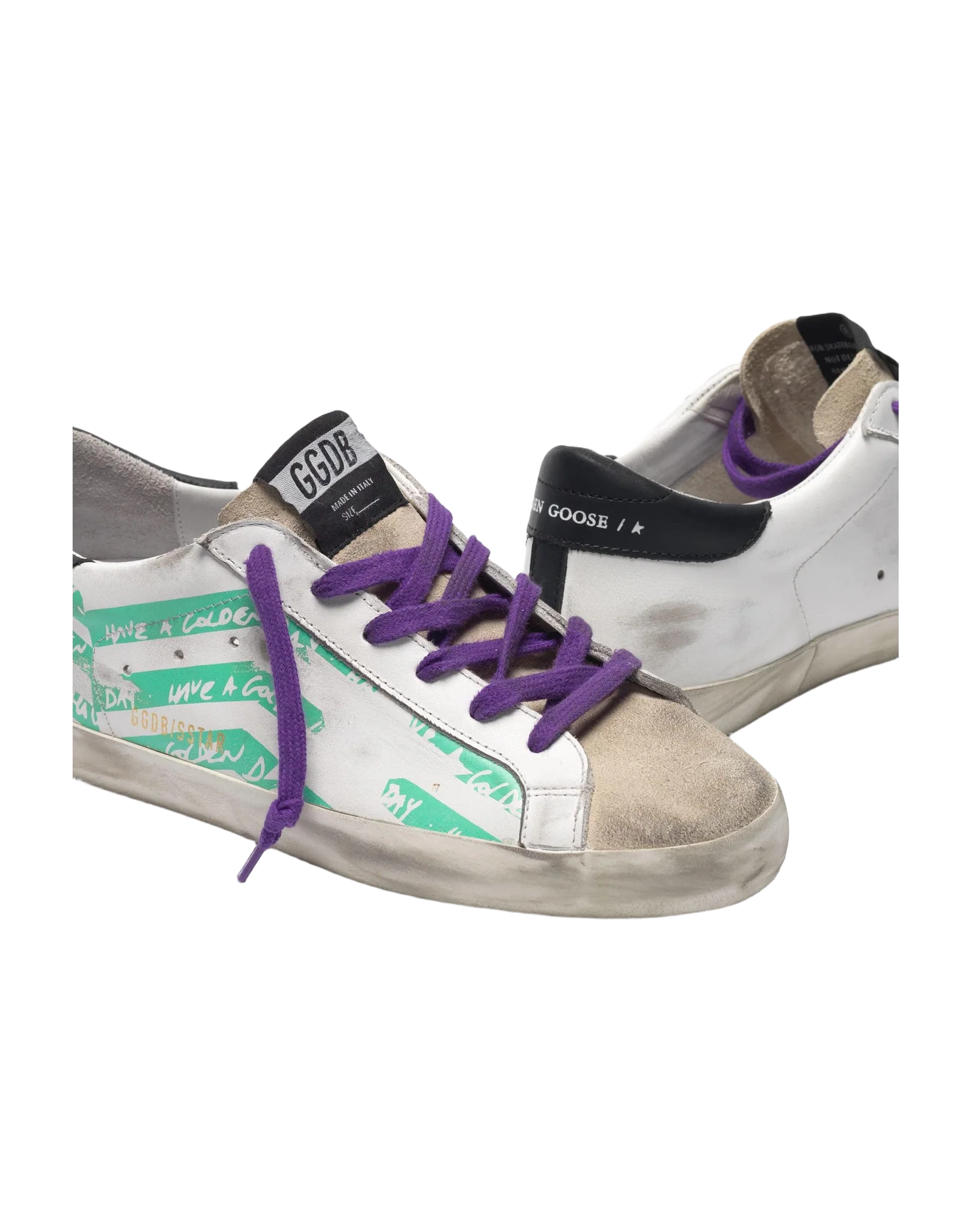 Women | Super-Star Sneakers with Aqua-Green Flag Print - Image 3