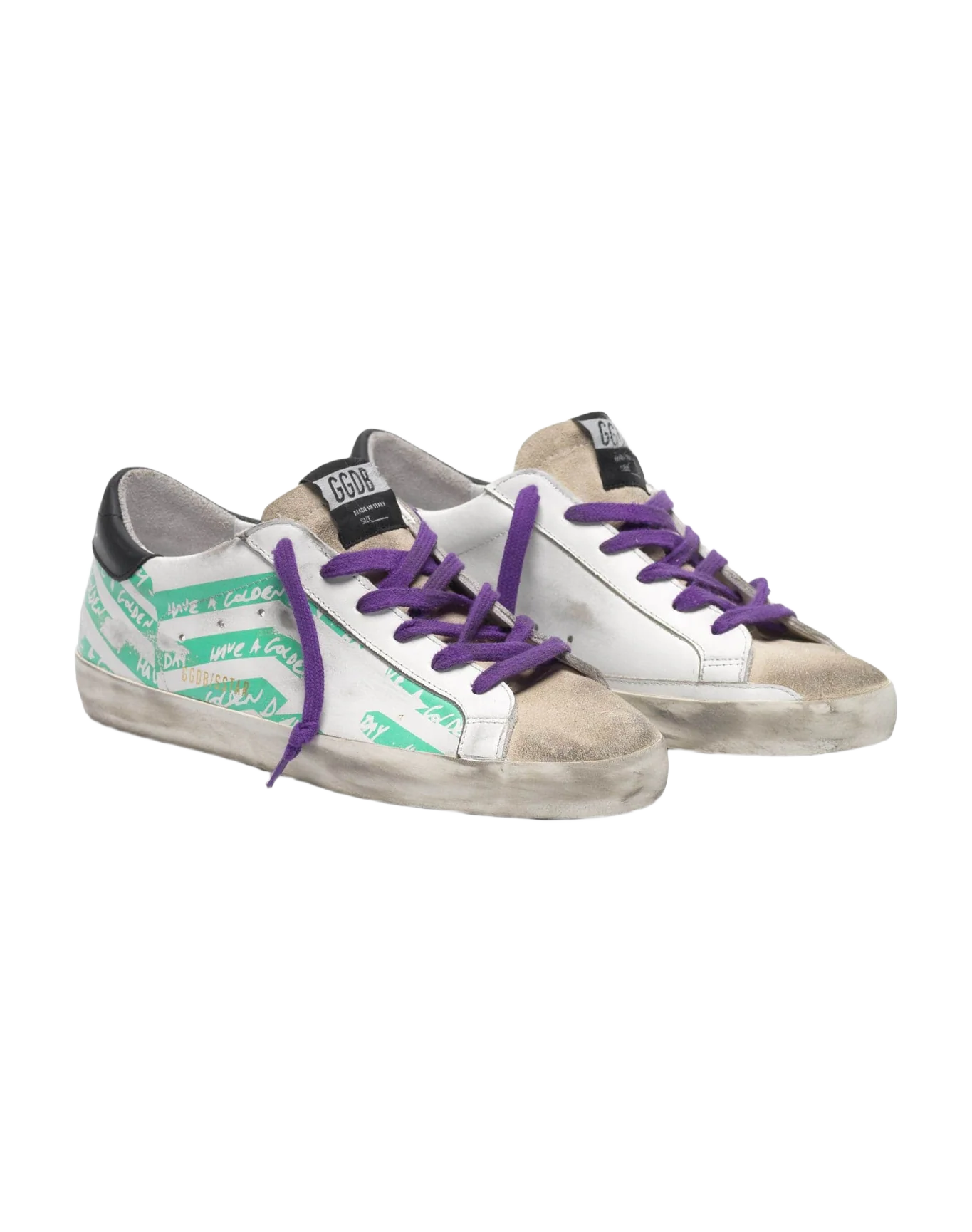Women | Super-Star Sneakers with Aqua-Green Flag Print - Image 4