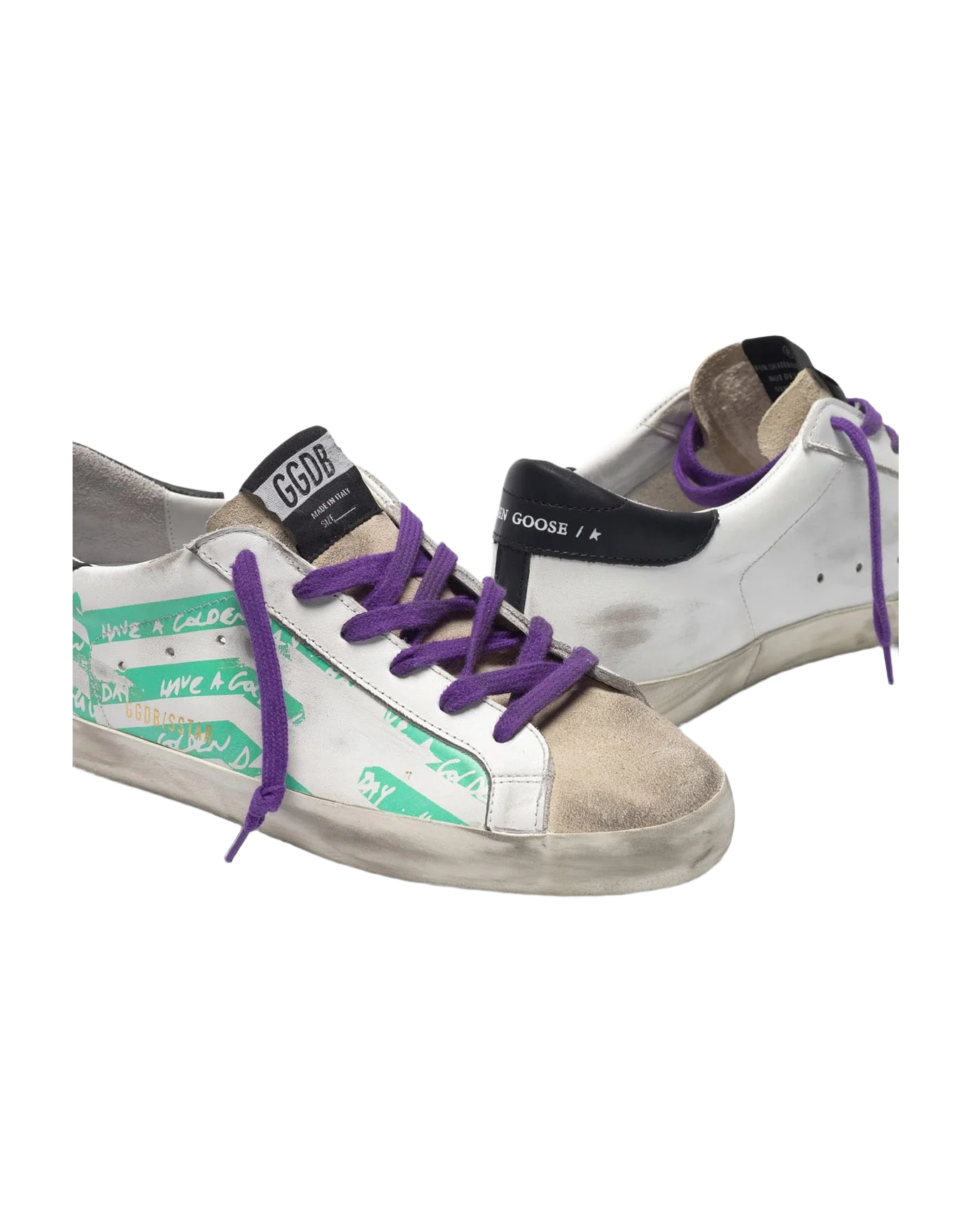 Women | Super-Star Sneakers with Aqua-Green Flag Print - Image 6