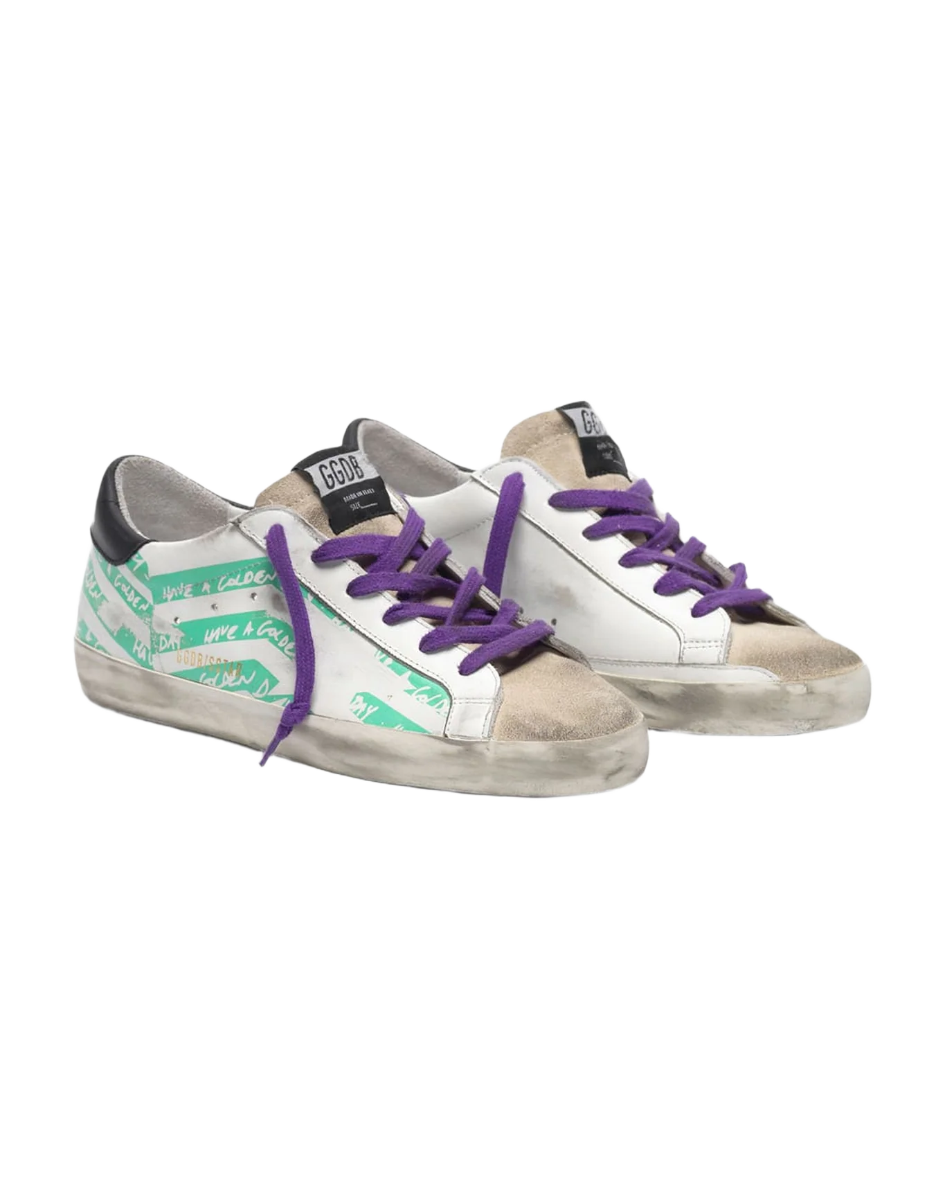 Women | Super-Star Sneakers with Aqua-Green Flag Print - Image 7