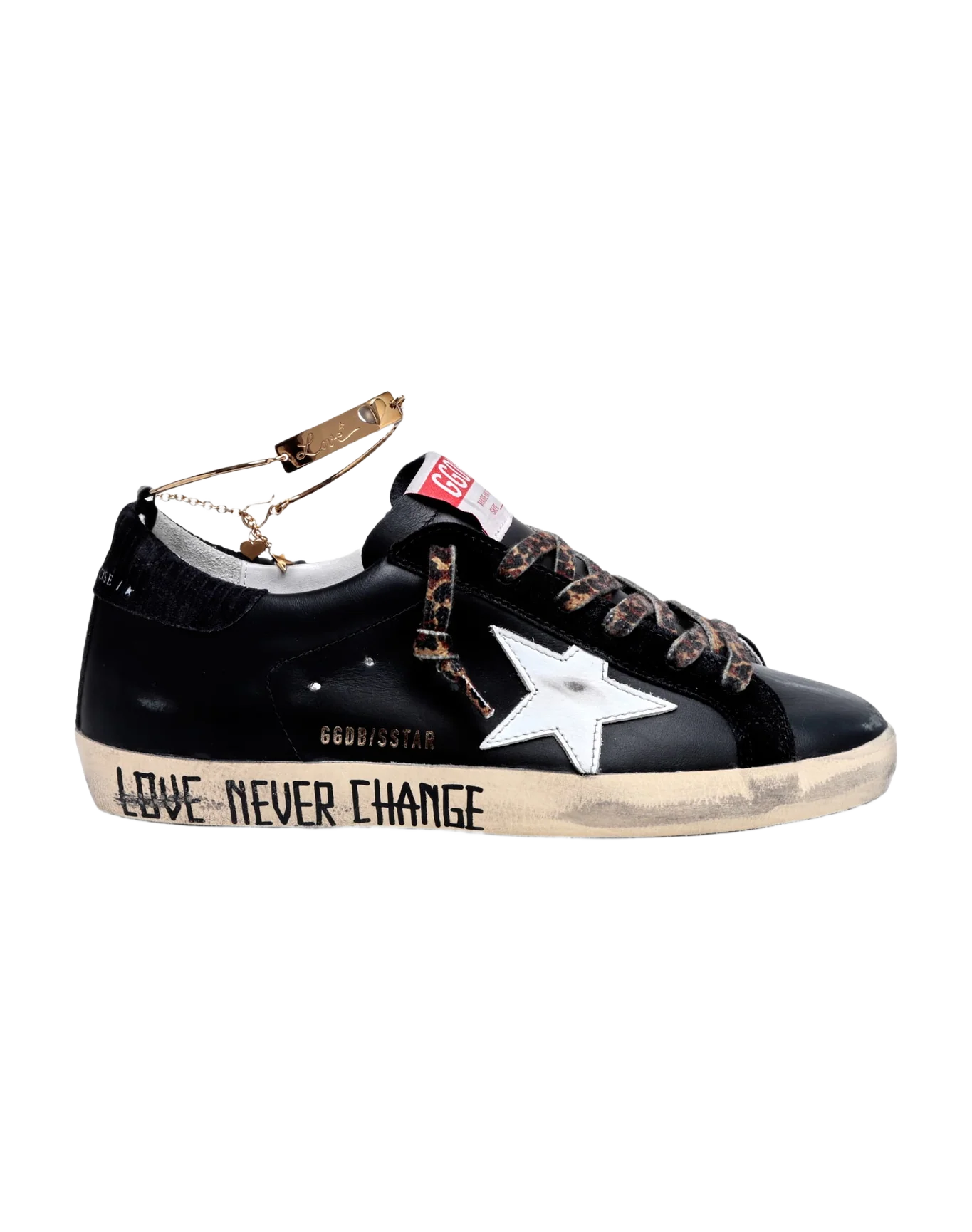 Women | Super-Star Sneakers with Black Upper & Gold Ankle Guard | Black x White - Image 8