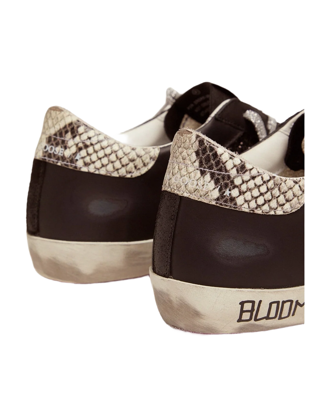 Women | Super-Star Sneakers with Glitter & Handwritten Lettering | Black x White x Rock Snake