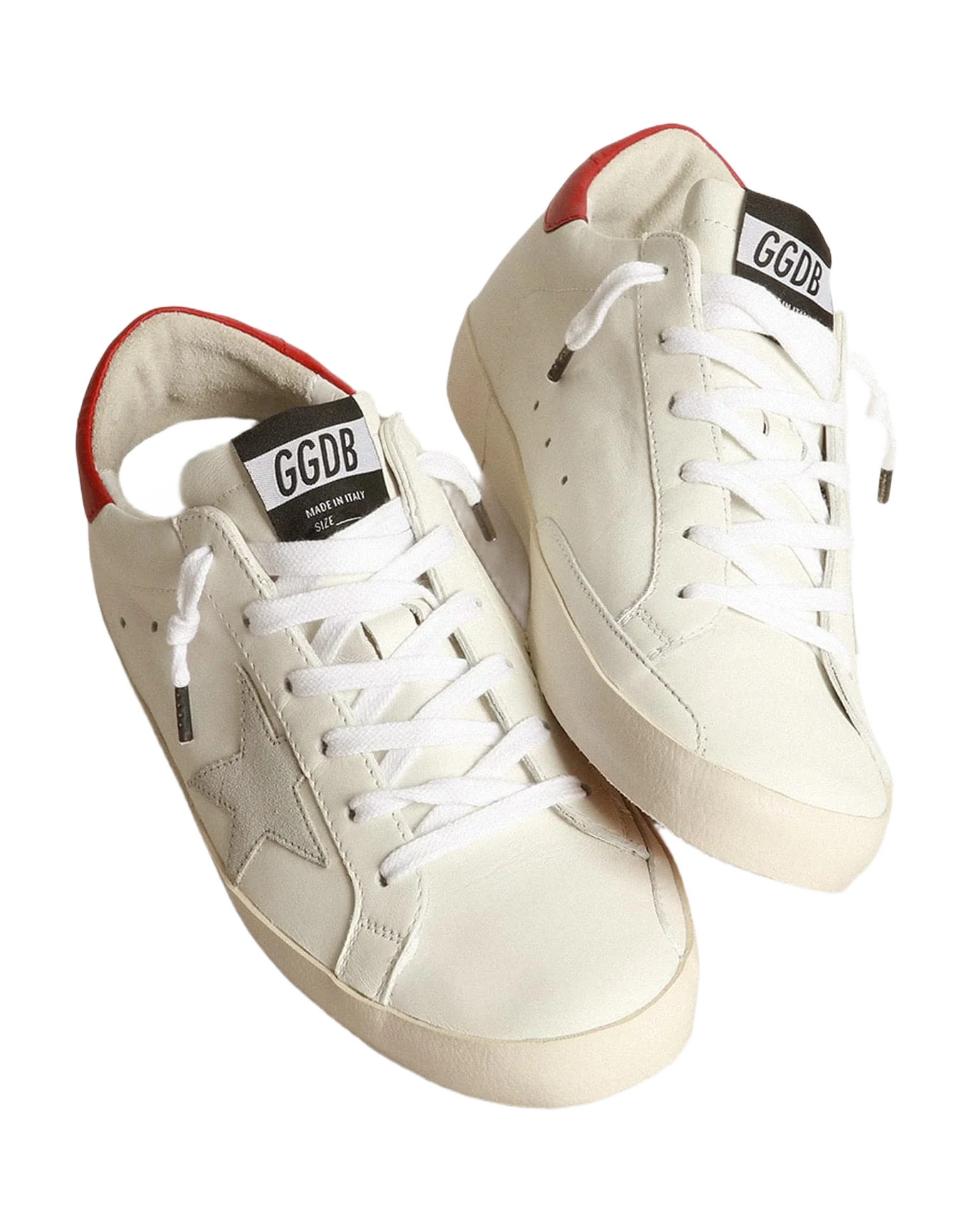Women | Super-Star Sneakers with Ice-Gray Suede Star & Burgundy Suede Heel Tab | White x Ice x Red - Image 4
