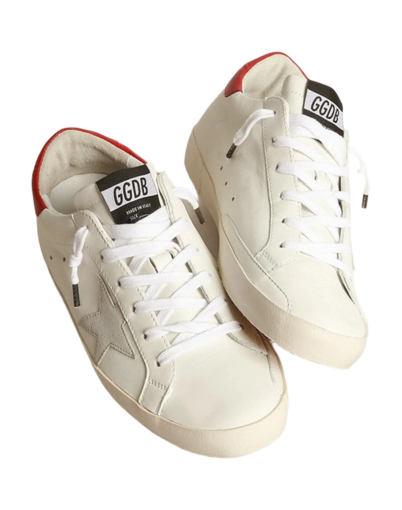 Women | Super-Star Sneakers with Ice-Gray Suede Star & Burgundy Suede Heel Tab | White x Ice x Red - Image 7