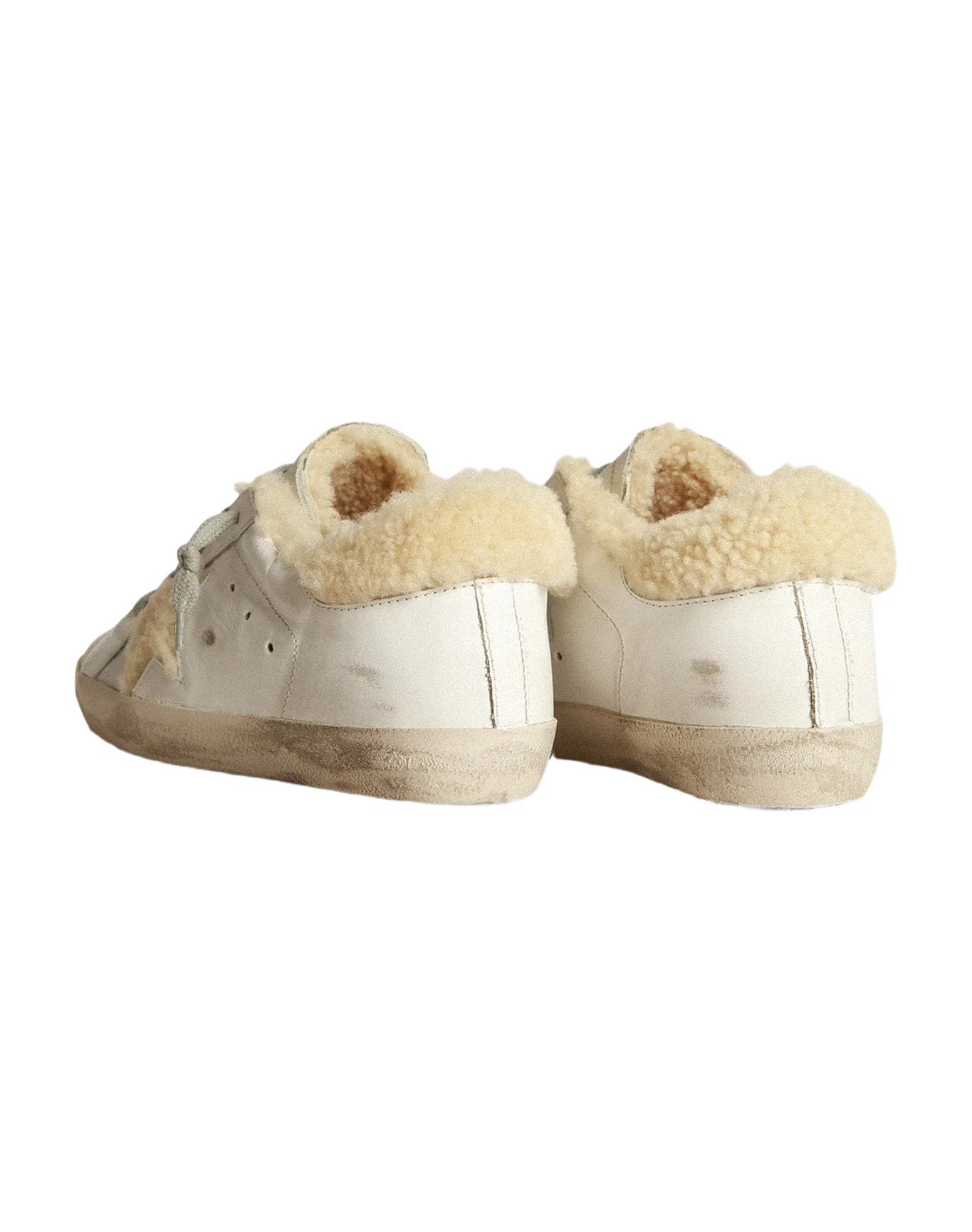 Women | Super-Star Sneakers with Shearling Inserts | White x Beige - Image 7