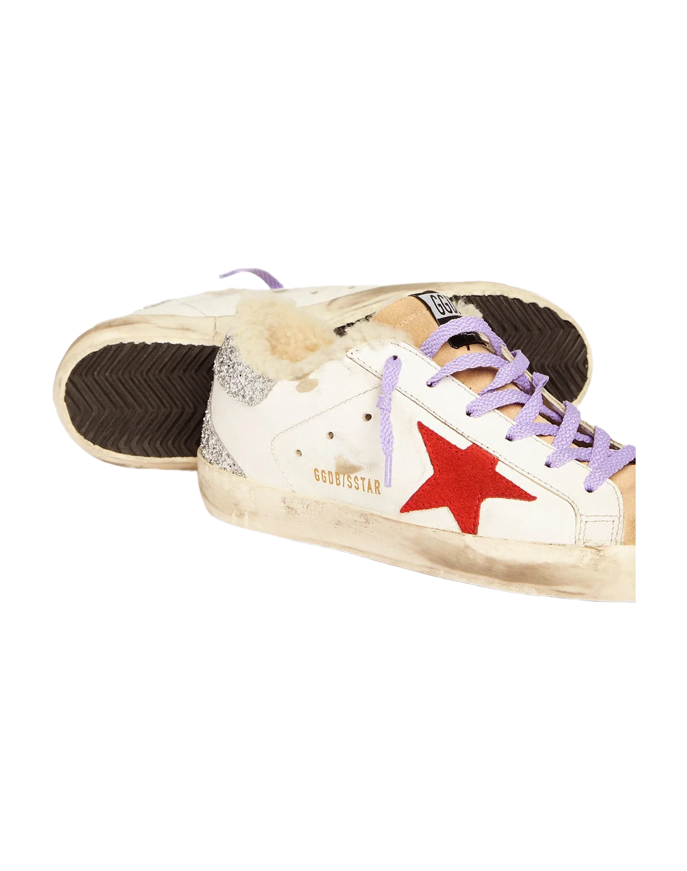 Women | Super-Star Sneakers with Shearling Lining & Red Suede Star | White x Red x Silver x Cappuccino - Image 8