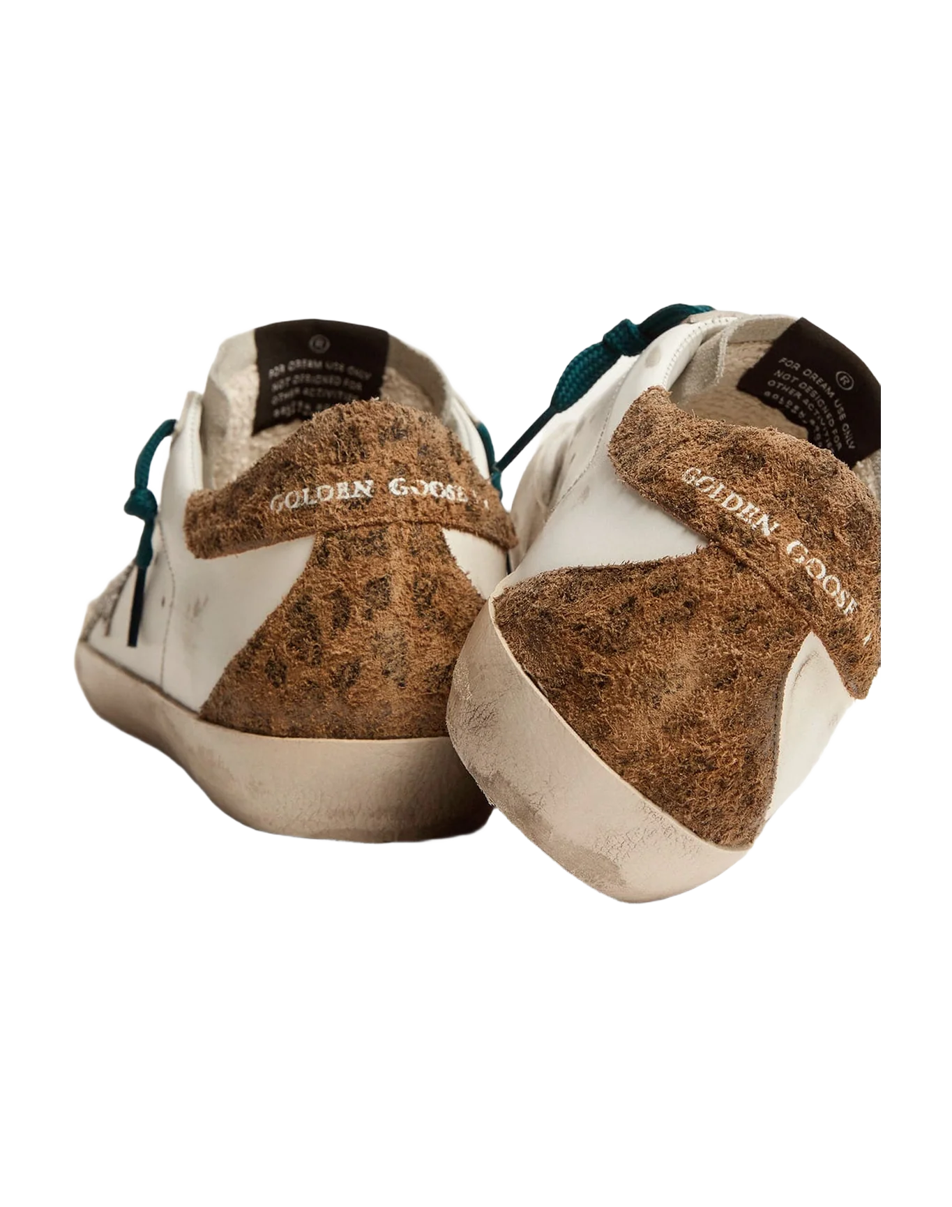 Women | Super-Star Sneakers with Silver Glitter Star & Leopard-Print Suede Heel Tab | White x Silver x Ice x Beige Brown Black - Image 2