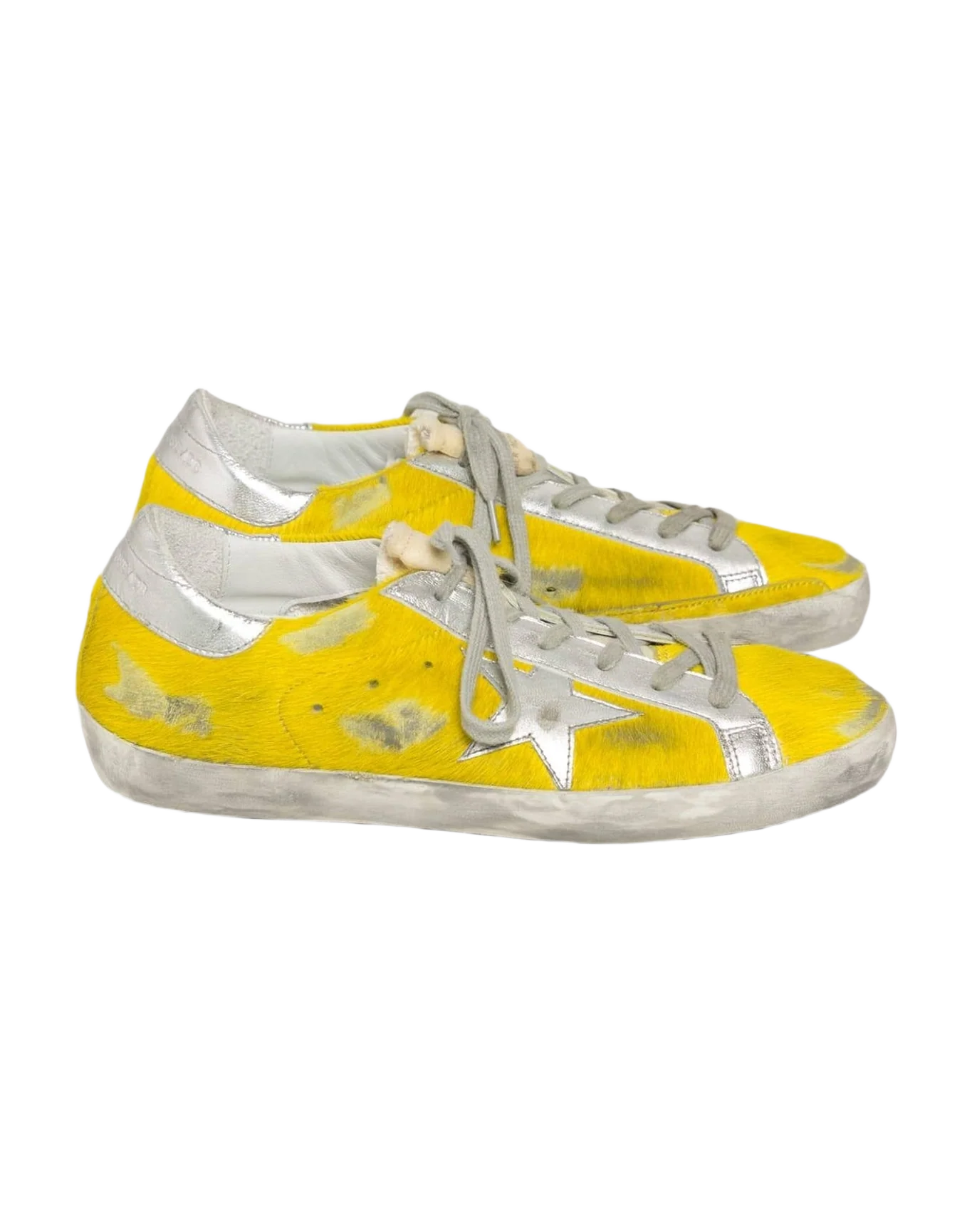Women | Super-Star Sneakers Yellow Pony Skin with Silver Star & Heel Tab