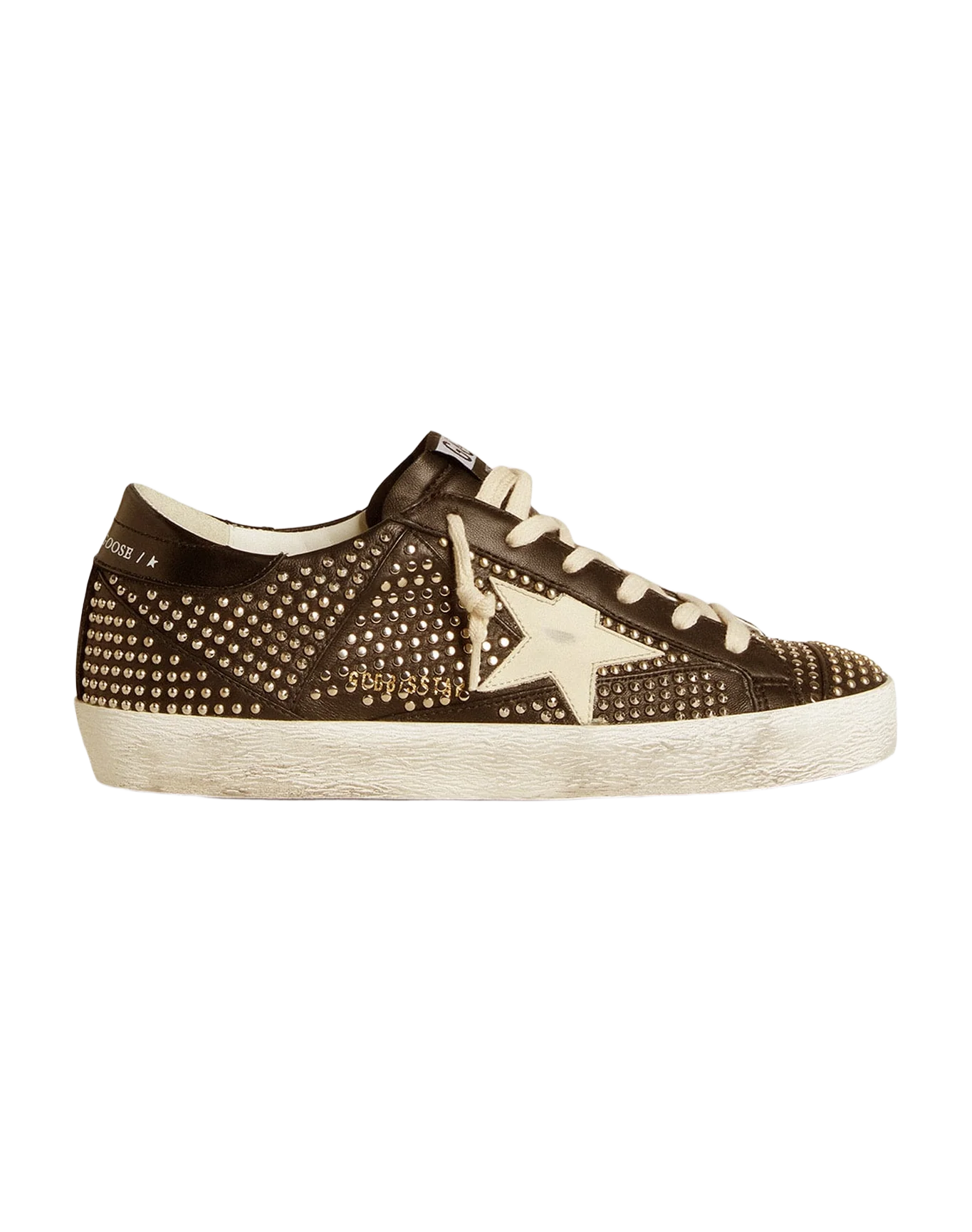 Women | Super-Star Studded Black Nappa with White Leather Star | Black x White - Image 3