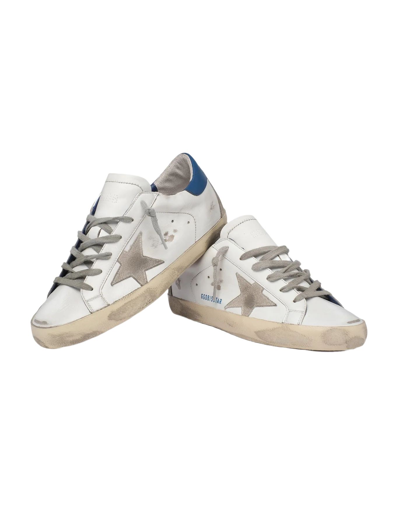 Women | Super-Star White Leather & Ice Suede with Blue Heel Tab | White x Ice x Blue - Image 5