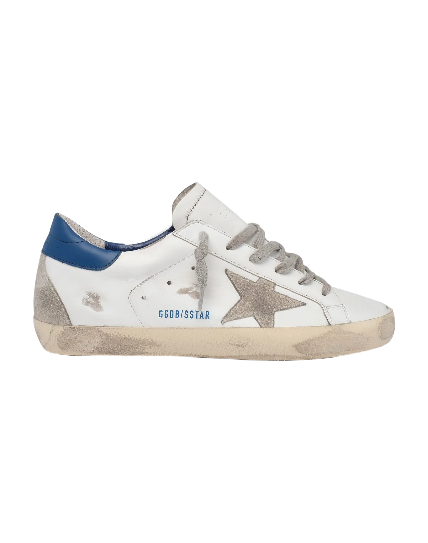 Women | Super-Star White Leather & Ice Suede with Blue Heel Tab | White x Ice x Blue - Image 7