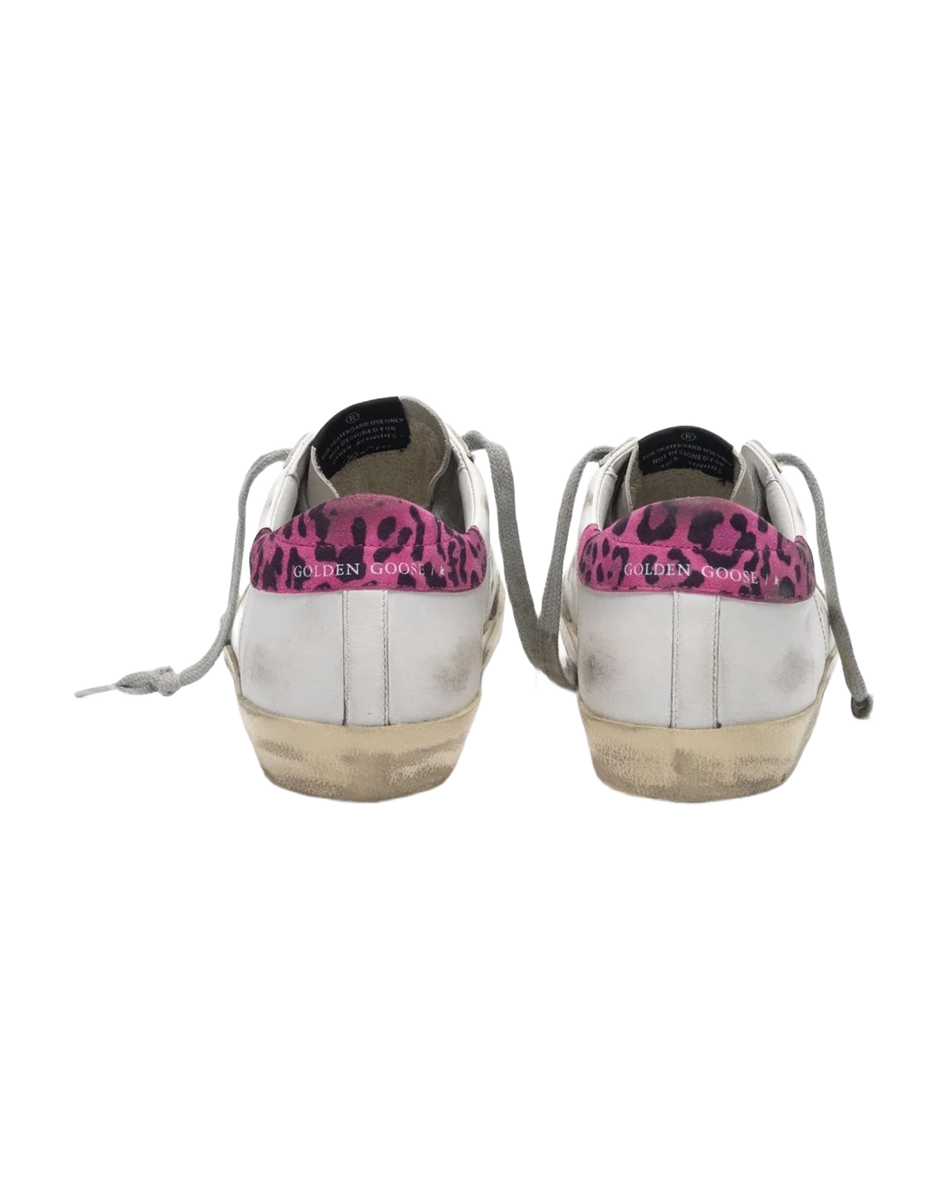 Women | Super-Star White Leather with Gold Star & Animalier Print Skin Heel Tab