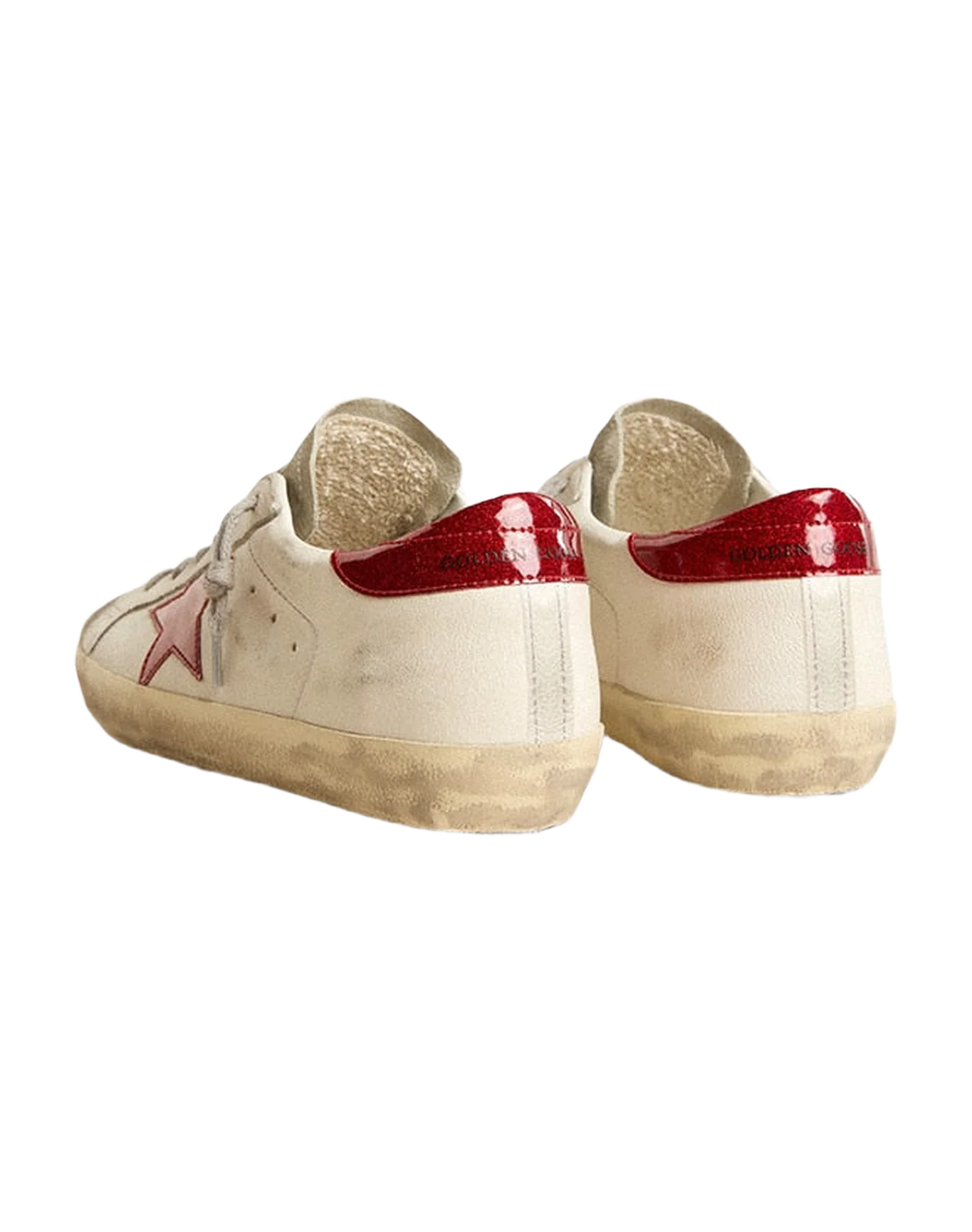 Women | Super-Star White Nappa & Suede Tongue with Red Star & Heel | White x Red x Ice - Image 4