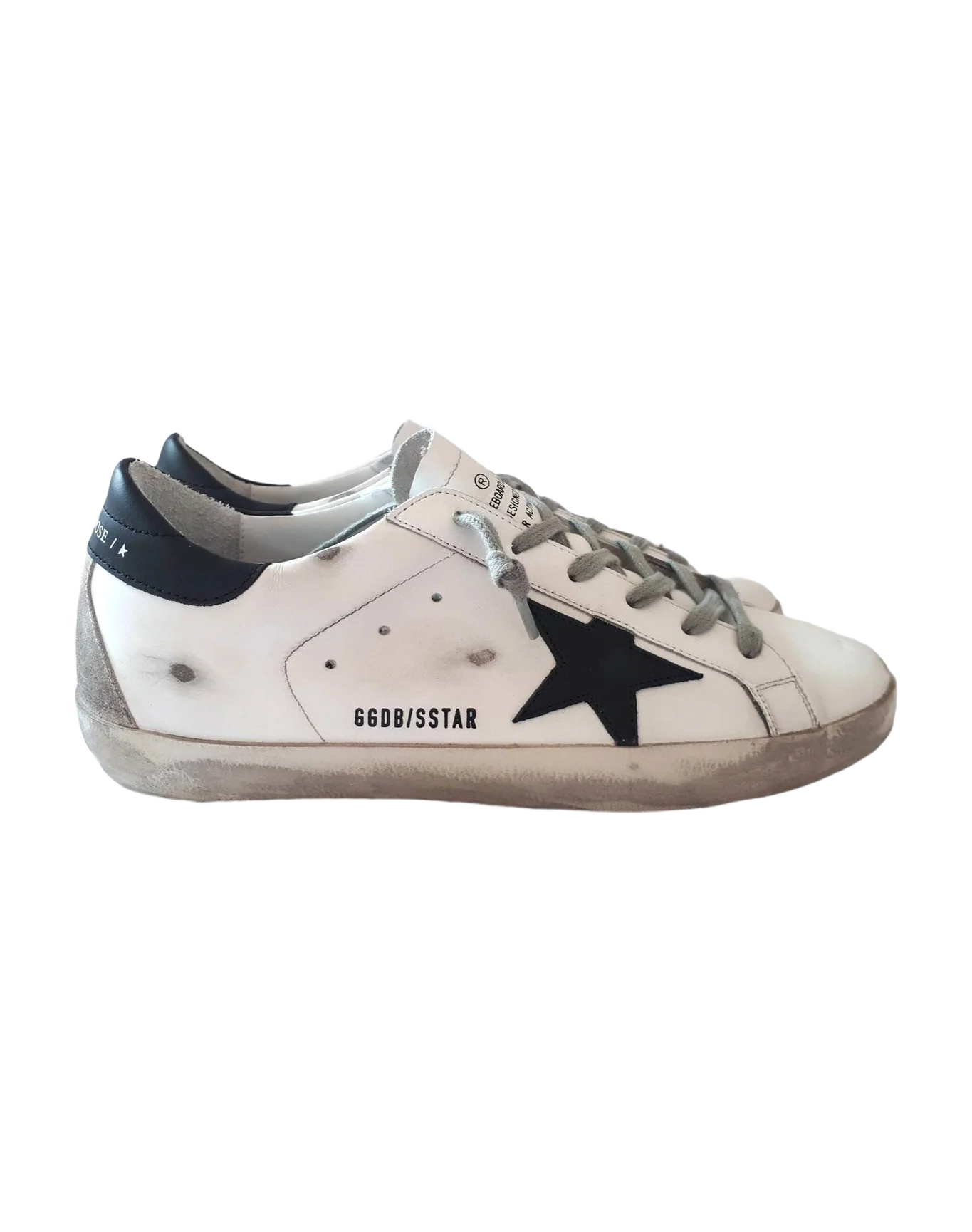 Women | Super-Star with Black Leather Star & Heel Tab | White x Black