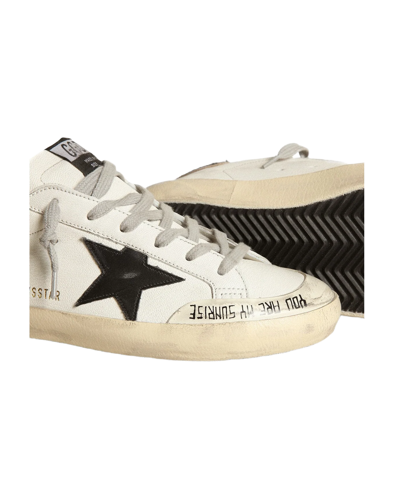 Women | Super-Star with Black Leather Star & Leo-Print Pony Skin Heel Tab | White x Black x Beige Brown Leo x Ice - Image 3