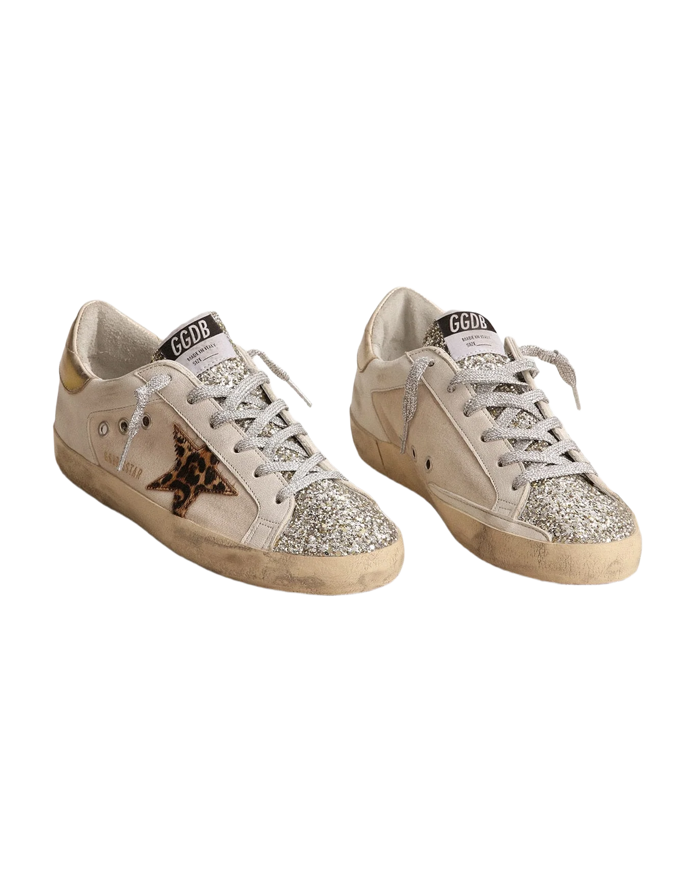 Women | Super-Star with Glitter Tongue & Leopard Pony Skin Star | White x Beige Brown Leo x Platinum - Image 8