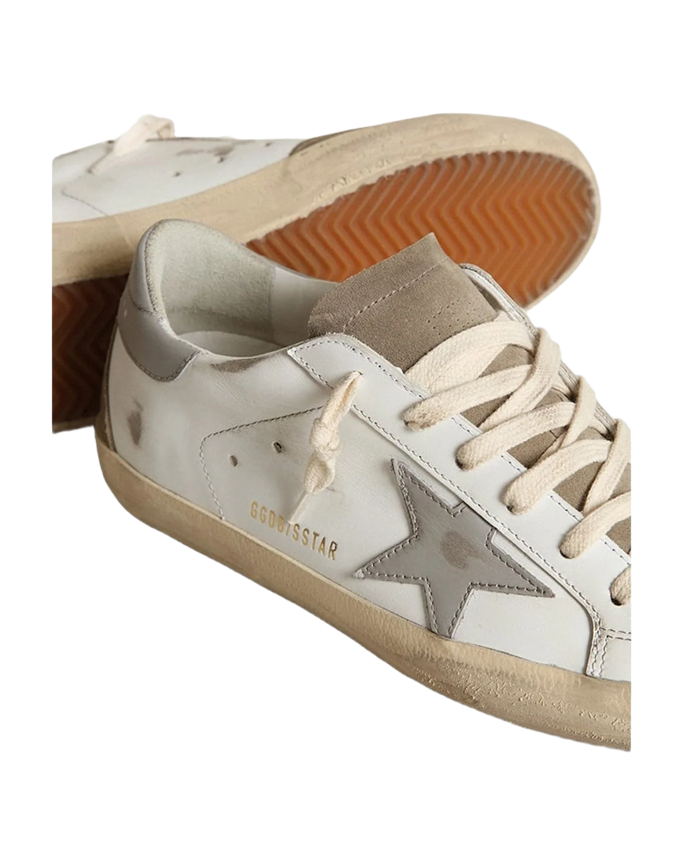 Women | Super-Star with Gray Leather Star & Dove-Gray Suede Tongue | White x Taupe x Grey