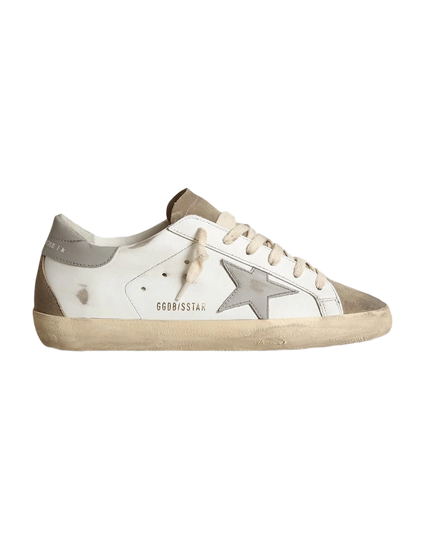 Women | Super-Star with Gray Leather Star & Dove-Gray Suede Tongue | White x Taupe x Grey - Image 4