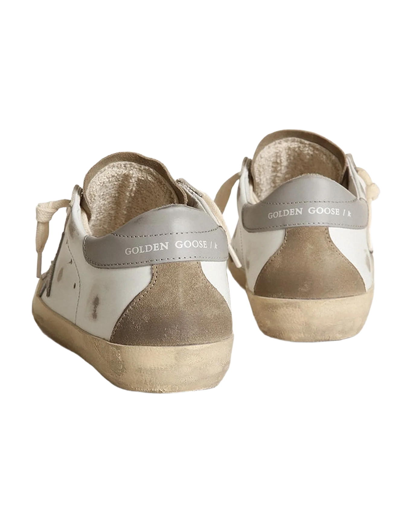 Women | Super-Star with Gray Leather Star & Dove-Gray Suede Tongue | White x Taupe x Grey - Image 5