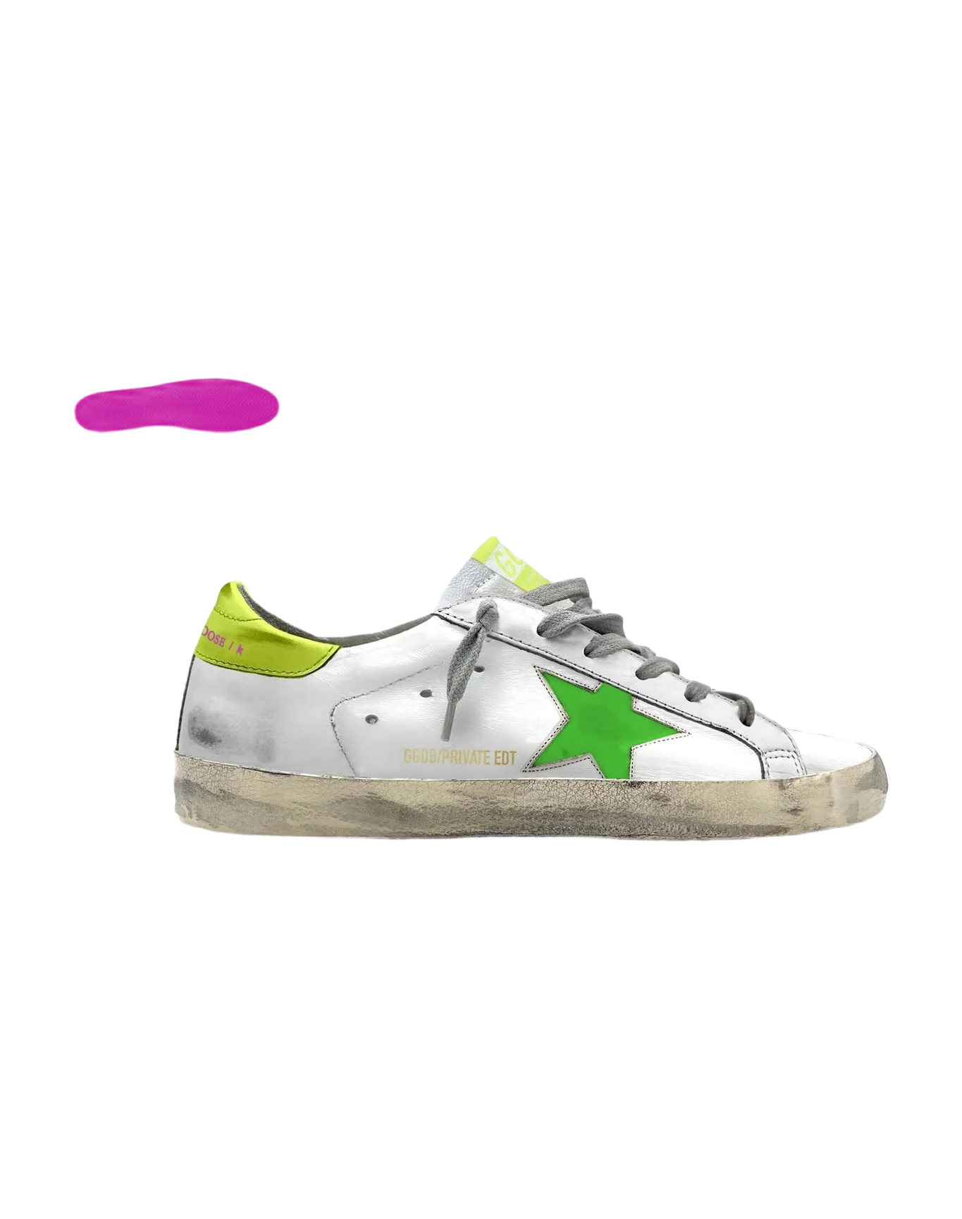Women | Super-Star with Green Star & Yellow Heel Tab | White x Green Fluo x Yellow Fluo