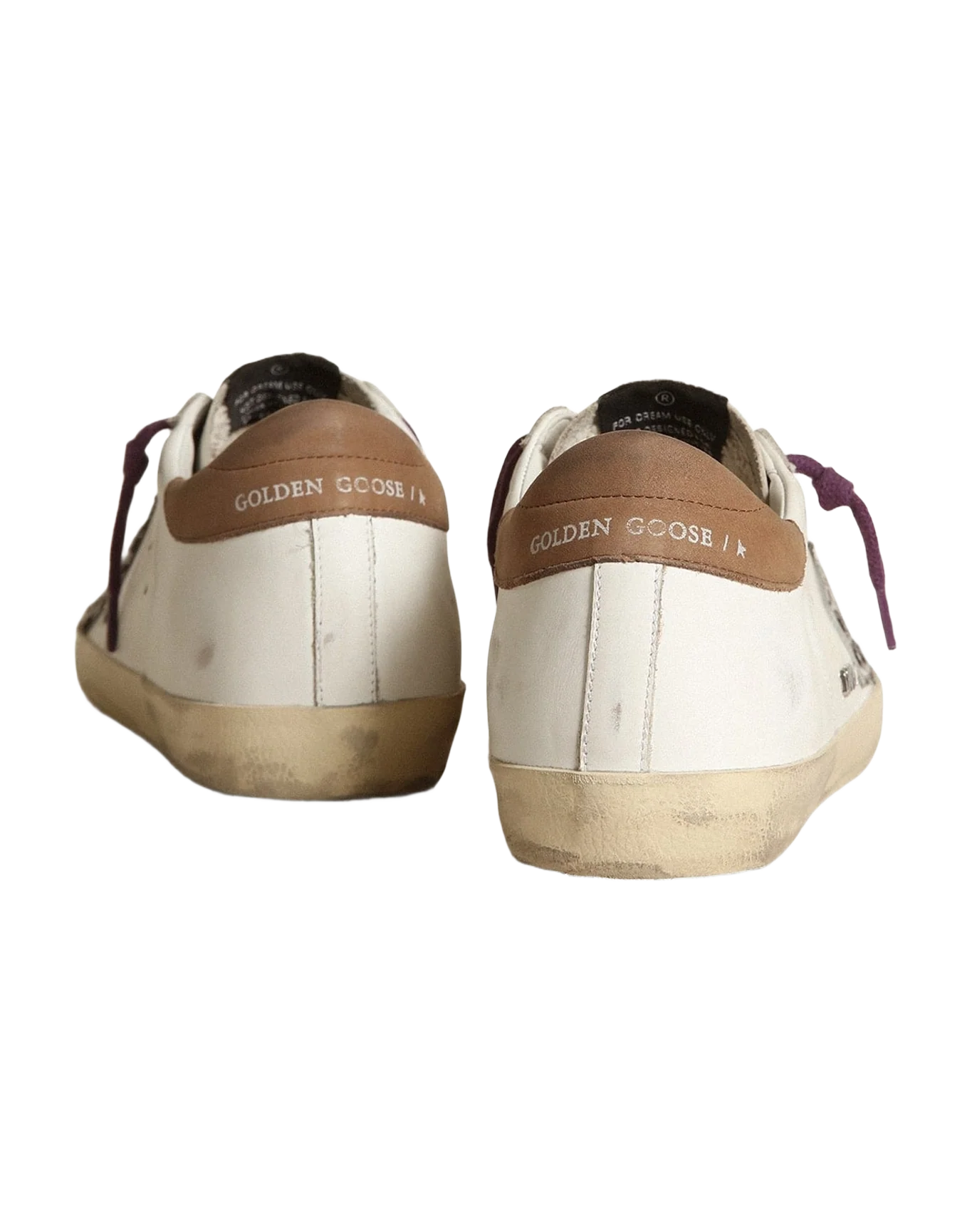 Women | Super-Star with Leopard Pony Skin Star & Brown Nubuck Heel Tab | White x Beige Brown Leo x Brown