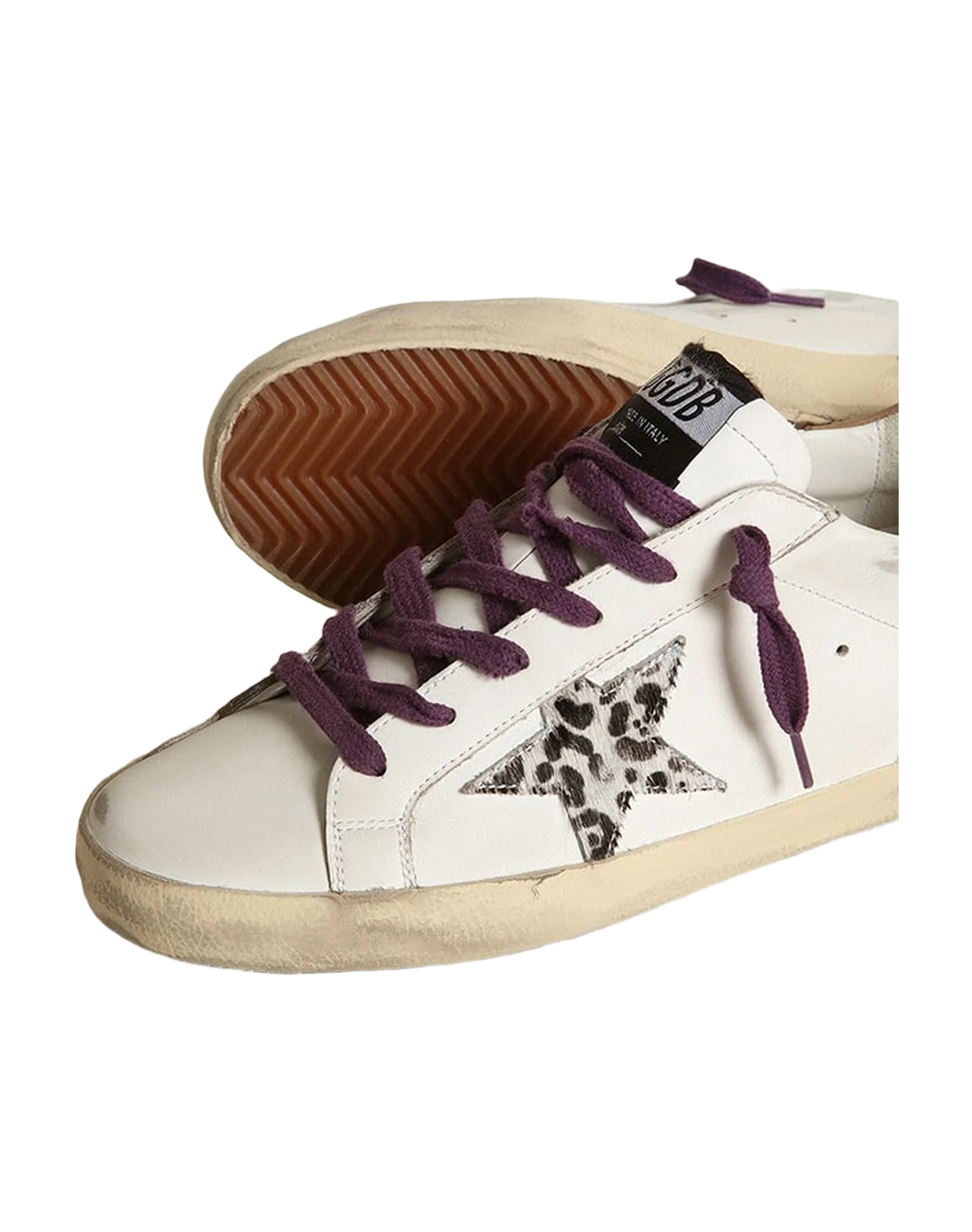 Women | Super-Star with Leopard Pony Skin Star & Brown Nubuck Heel Tab | White x Beige Brown Leo x Brown - Image 4