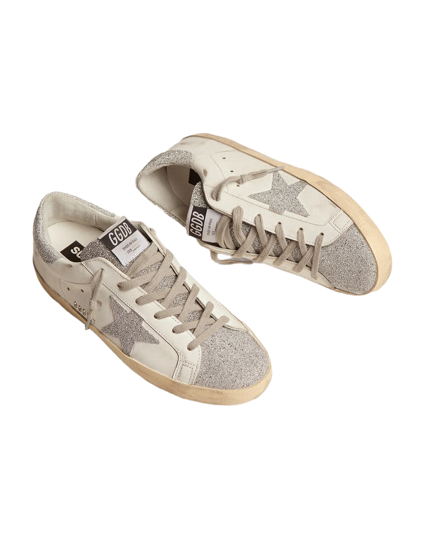 Women | Super-Star with White Leather Upper & Swarovski Crystal Inserts | White x Silver - Image 4