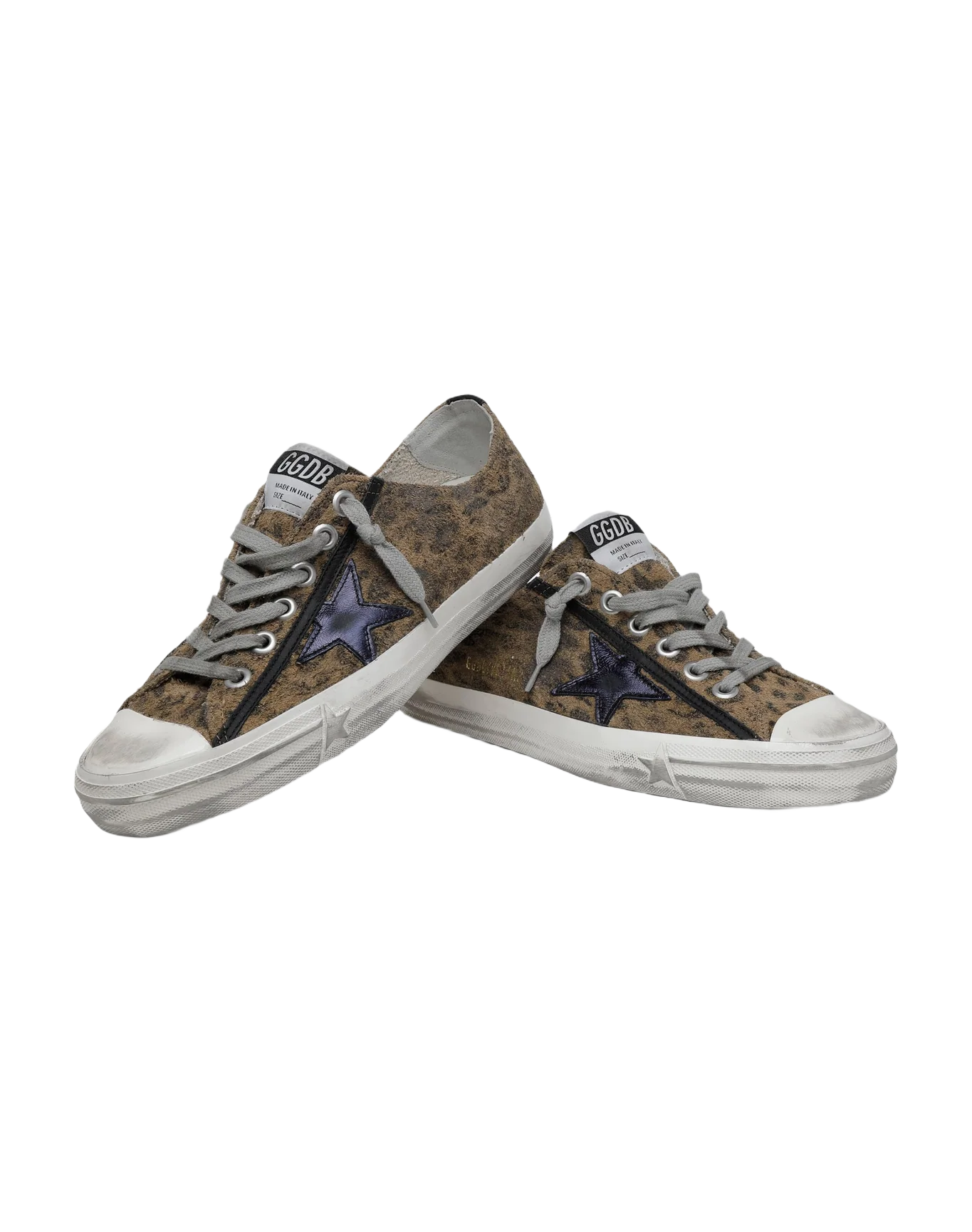 Women | V-Star Ltd Sneakers Leopard-Print Suede with A Black Laminated Leather Star | Beige Brown Leo x Night Blue x Black - Image 2
