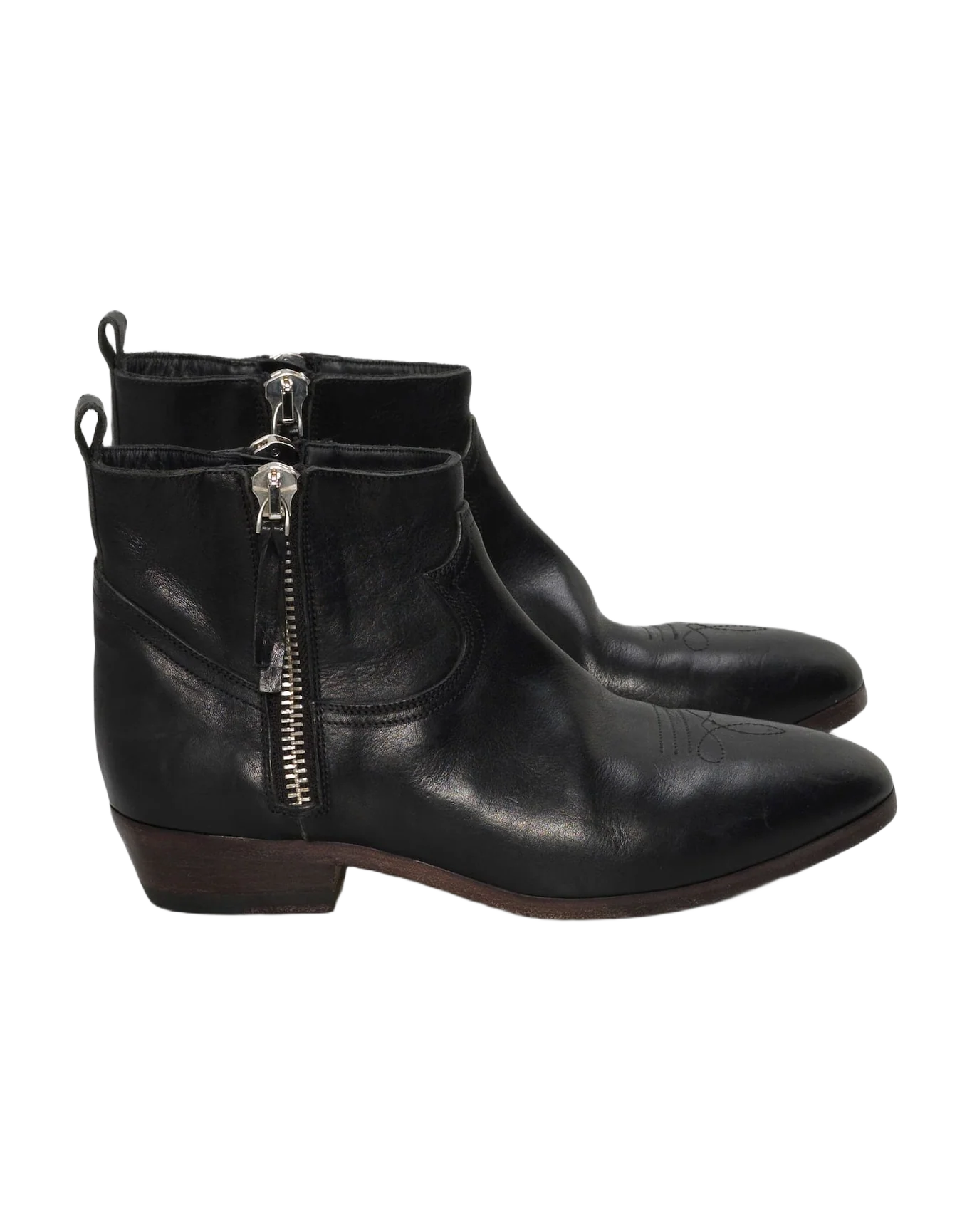 Women | Viand Ankle Boots Leather with Cowboy-Style Decoration | Black - Image 4