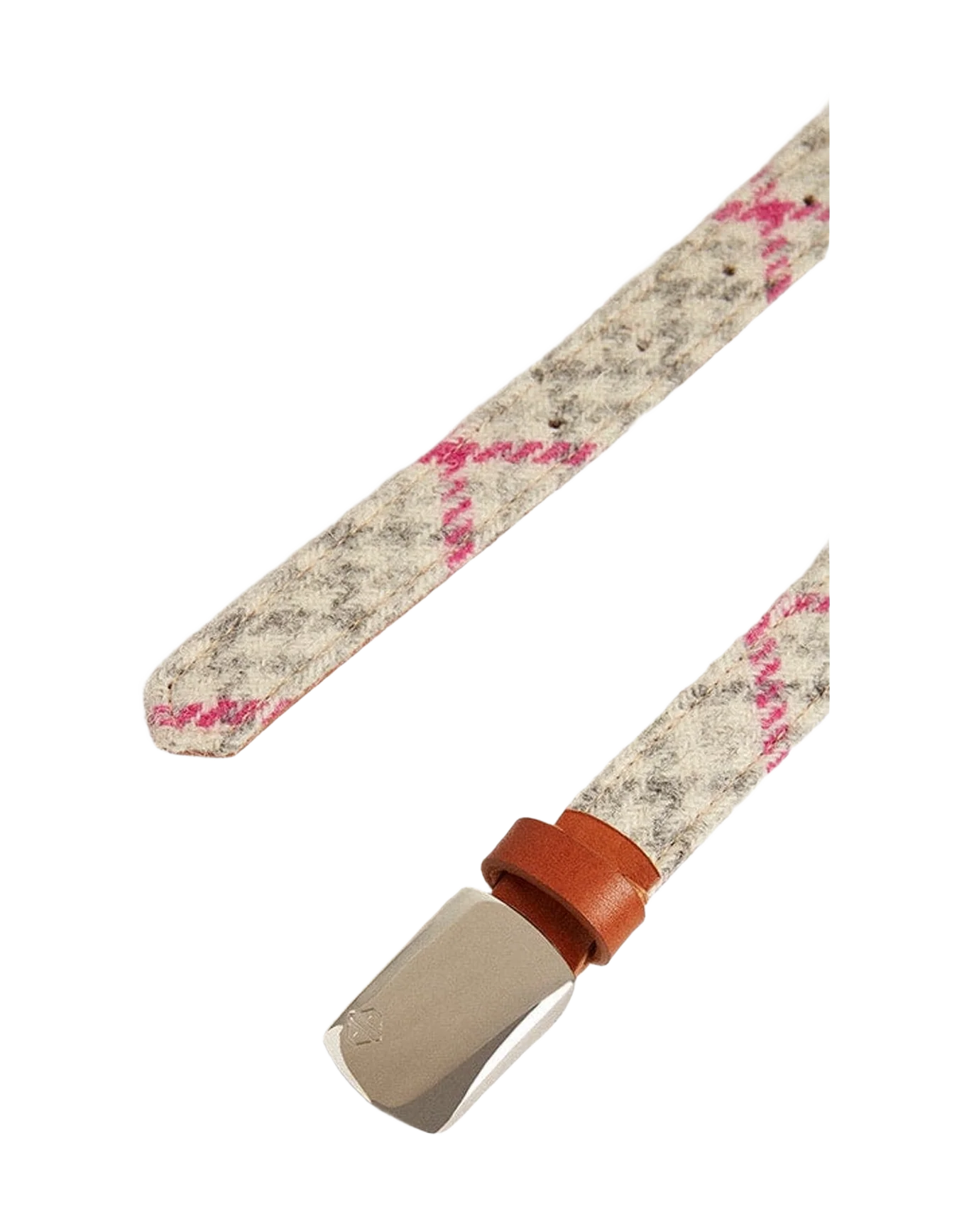 Women | White Clip Belt with Gray & Pink Details