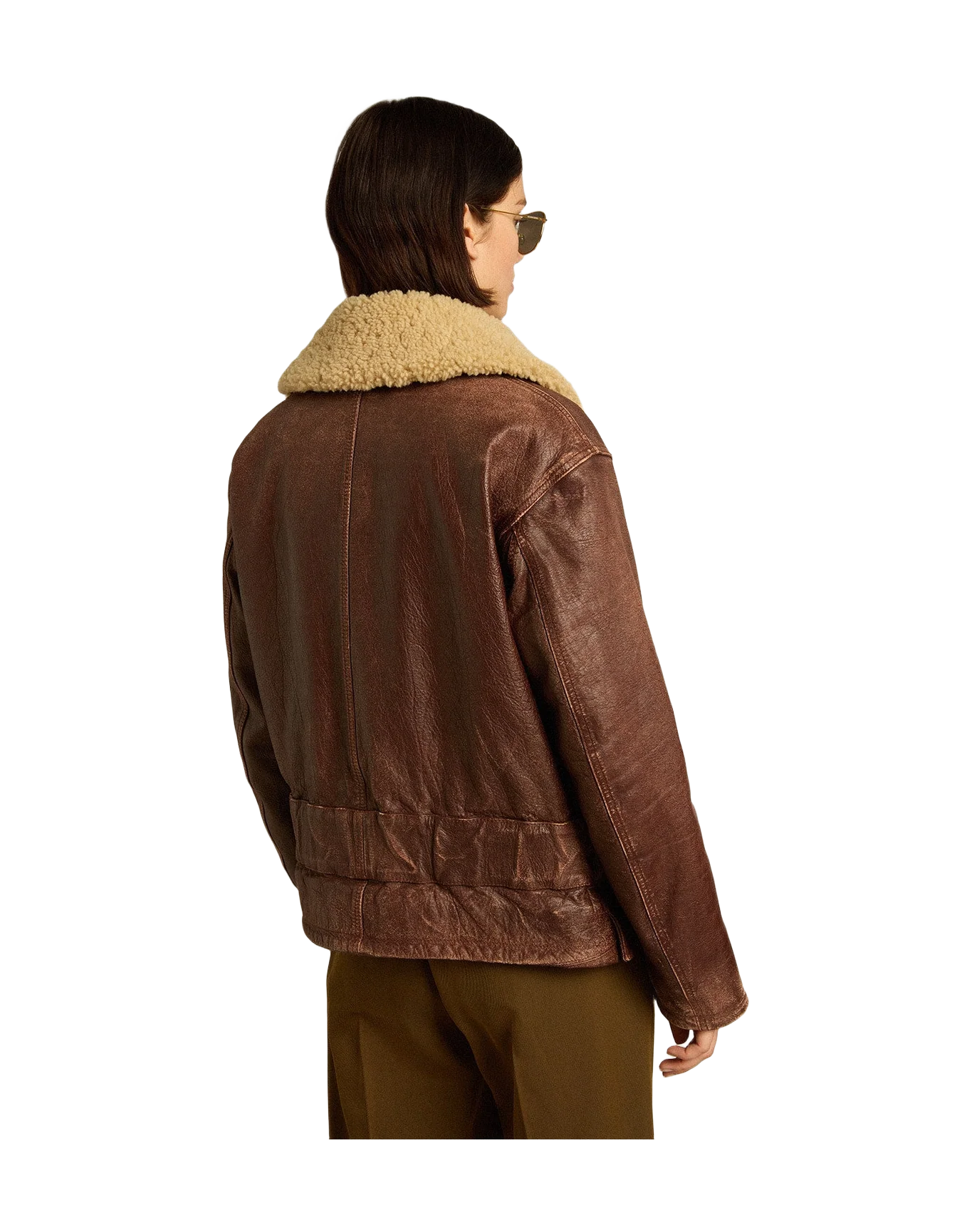 Women | Wood-Colored Jacket with Detachable Shearling Collar | Sassafras - Image 11