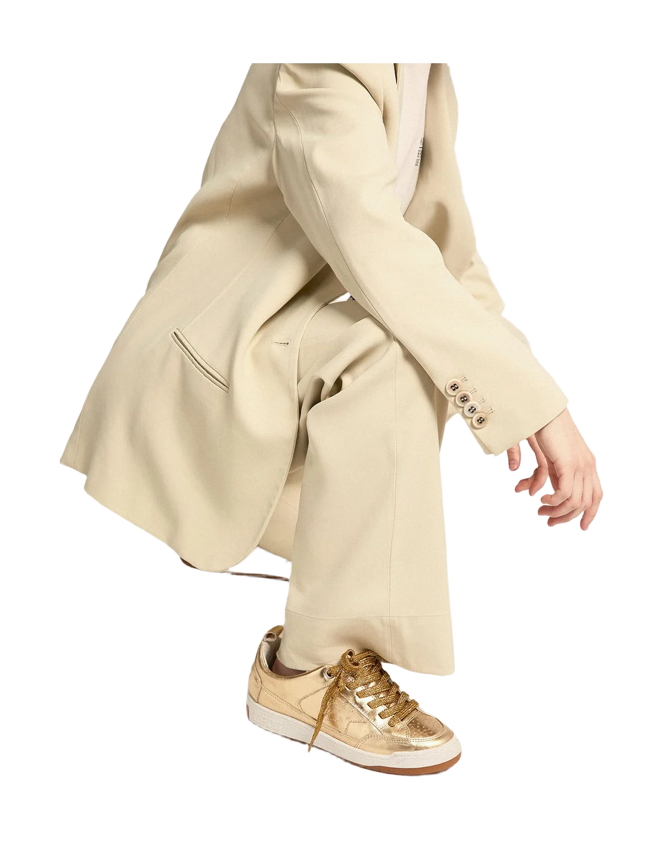 Women | Yeah Sneakers Gold Laminated Leather | Gold - Image 2