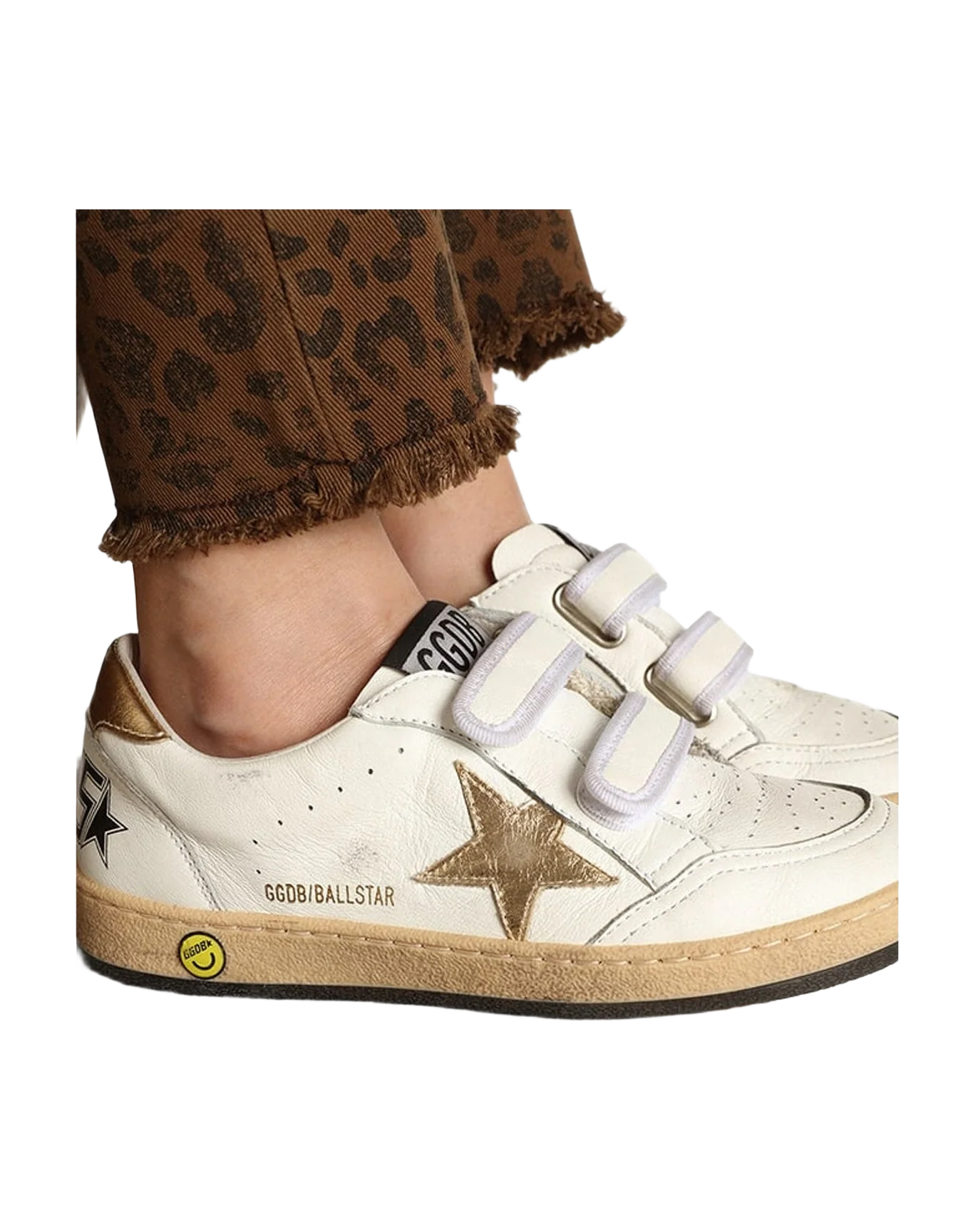 Unisex | Ball Star Young with Metallic Leather Star & Heel Tab | White x Gold (V2) - Image 4