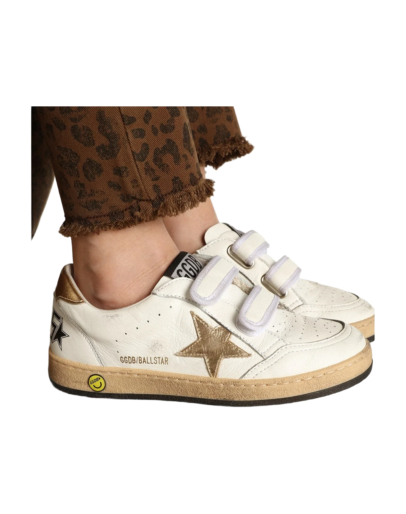 Unisex | Ball Star Young with Metallic Leather Star & Heel Tab | White x Gold (V2) - Image 5