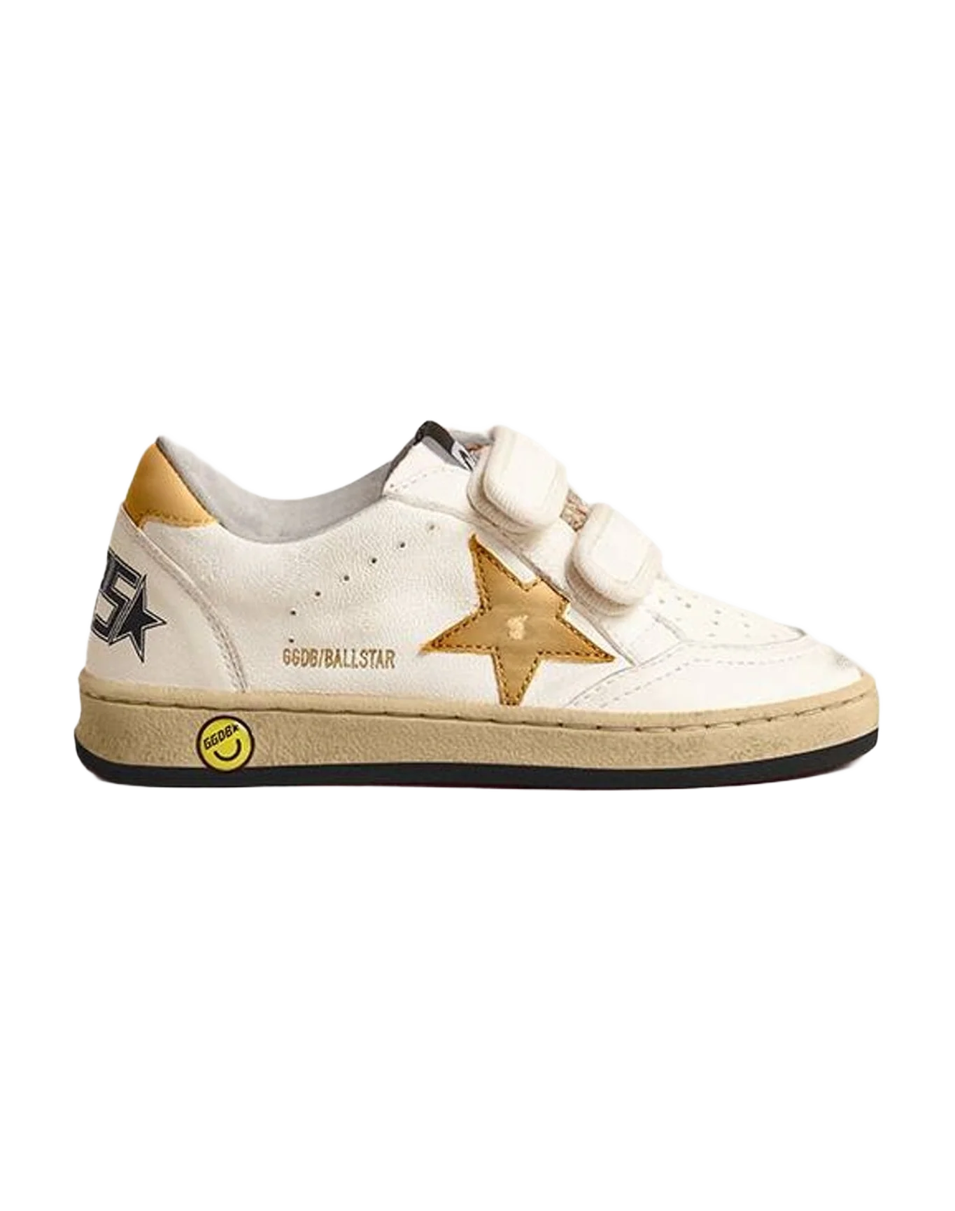Unisex | Ball Star Young with Metallic Leather Star & Heel Tab | White x Gold (V2) - Image 7
