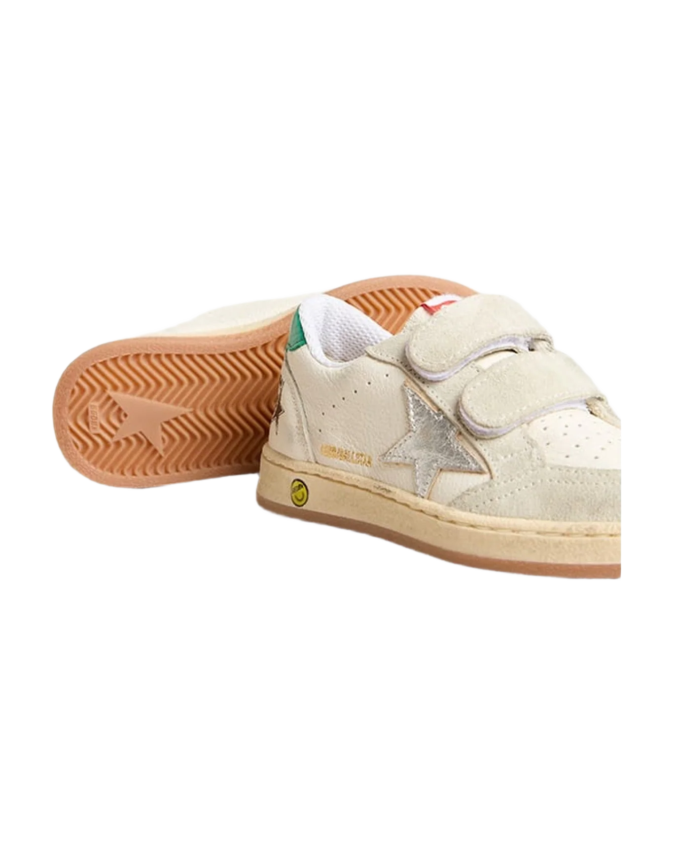 Boy | Junior Ball Star with Star & Suede Heel Tab | White x Ice x Silver x Green (V1) - Image 10