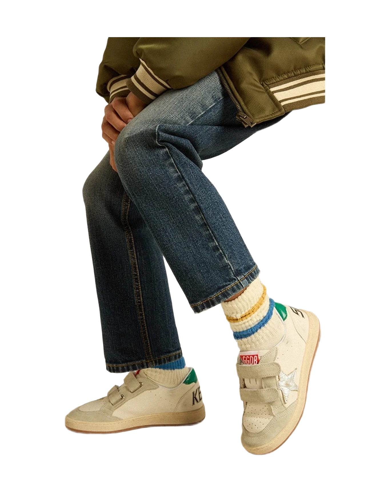 Boy | Junior Ball Star with Star & Suede Heel Tab | White x Ice x Silver x Green (V1) - Image 5