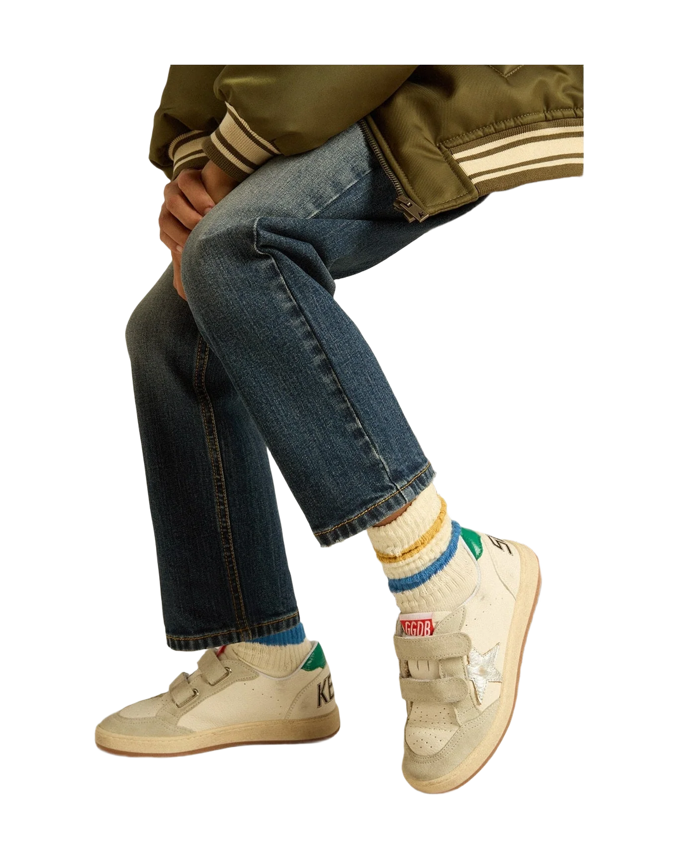 Boy | Junior Ball Star with Star & Suede Heel Tab | White x Ice x Silver x Green (V1) - Image 6