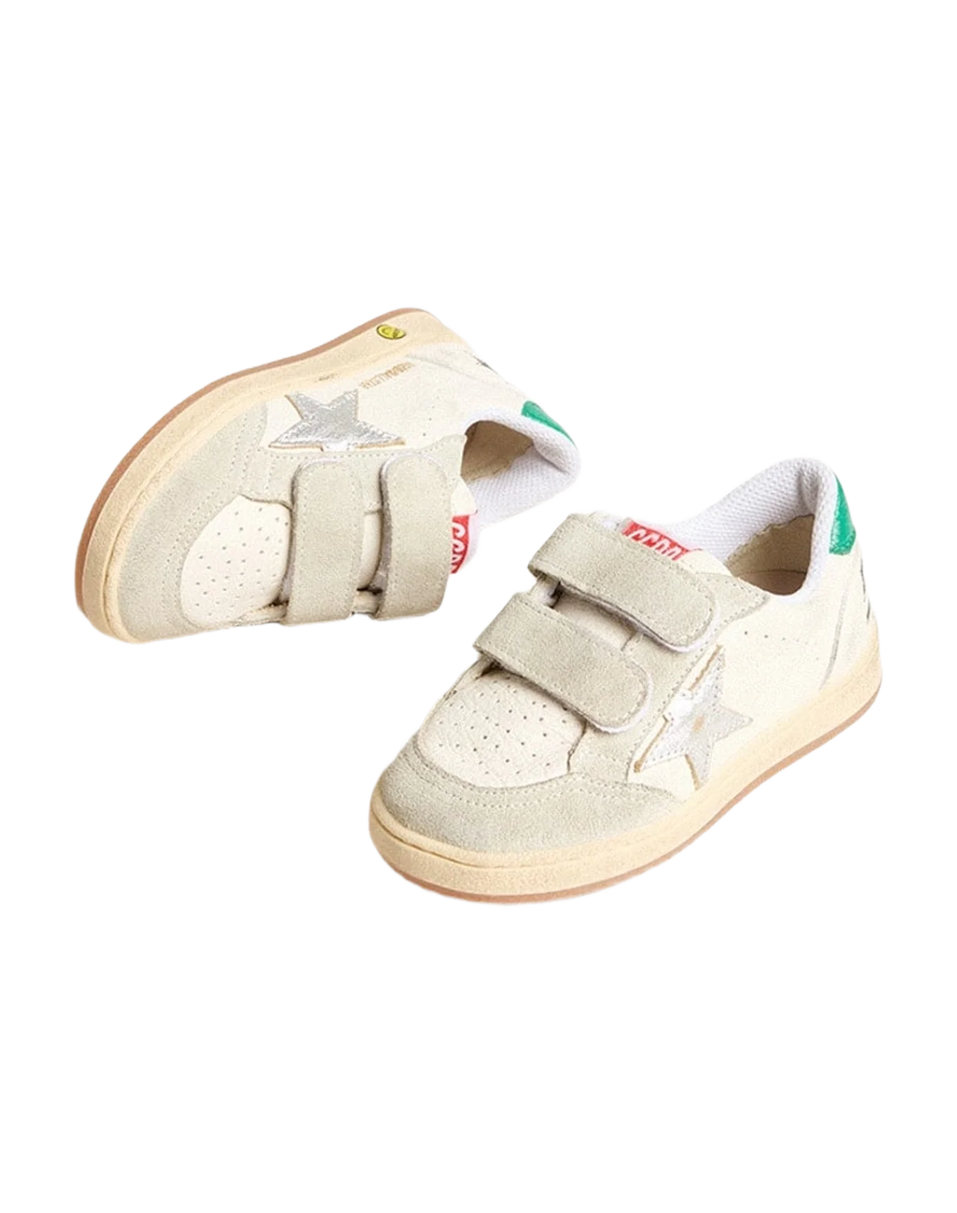 Boy | Junior Ball Star with Star & Suede Heel Tab | White x Ice x Silver x Green (V1) - Image 8
