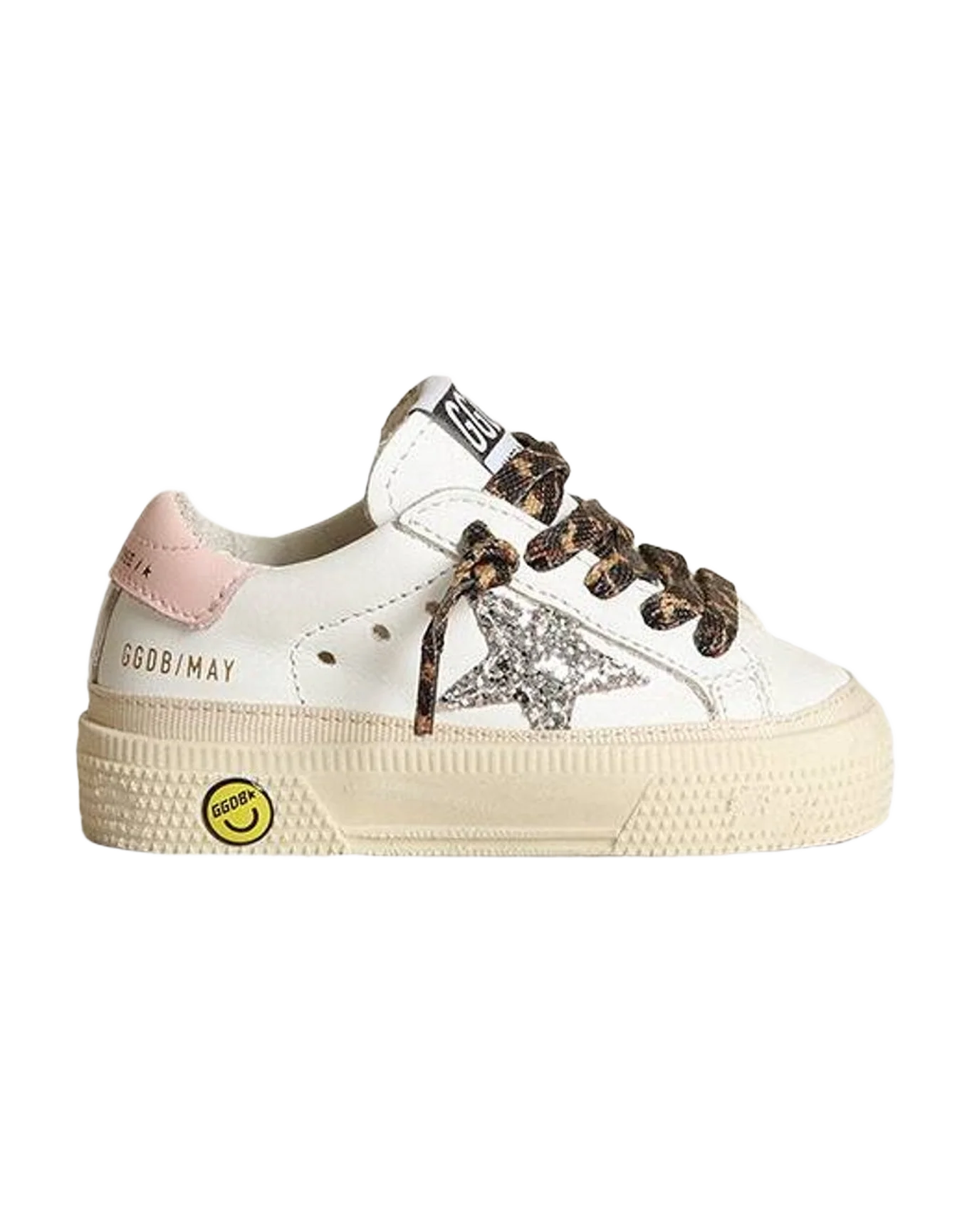Girl | May Sneakers with Glitter Star & Pink Leather Heel Tab | White x Silver x Rose Quartz (V1) - Image 5