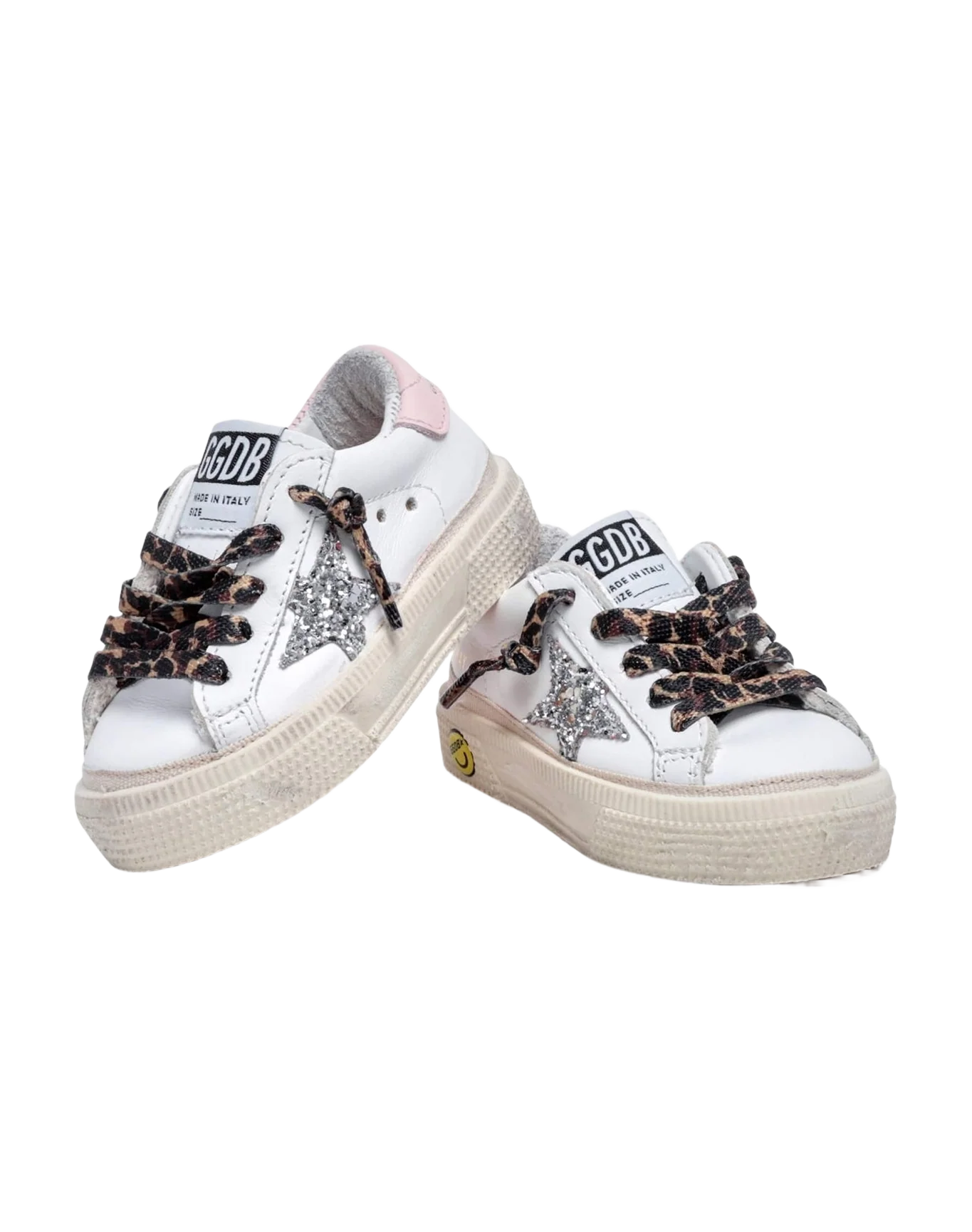 Girl | May Sneakers with Glitter Star & Pink Leather Heel Tab | White x Silver x Rose Quartz (V2) - Image 10