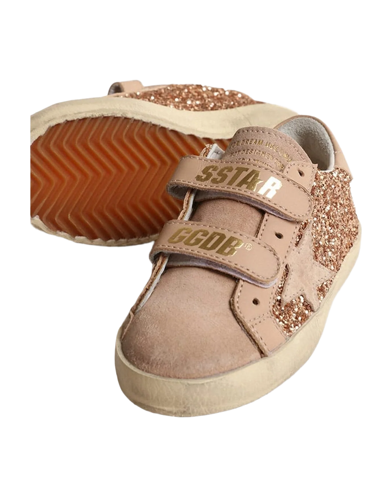 Girl | Old School Junior Pink Glitter with Pink Suede Star | Peach x Beige (V1) - Image 7