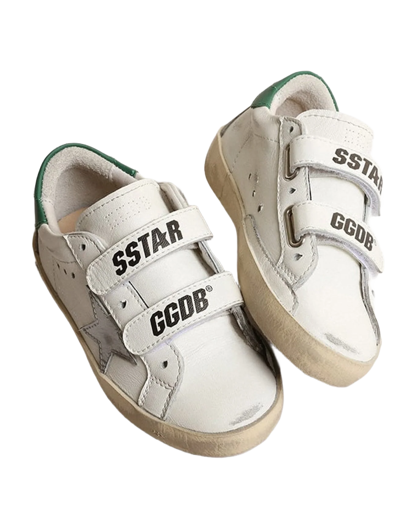 Unisex | Old School Junior with Metallic Leather Star & Heel Tab | White x Silver x Green (V2) - Image 5
