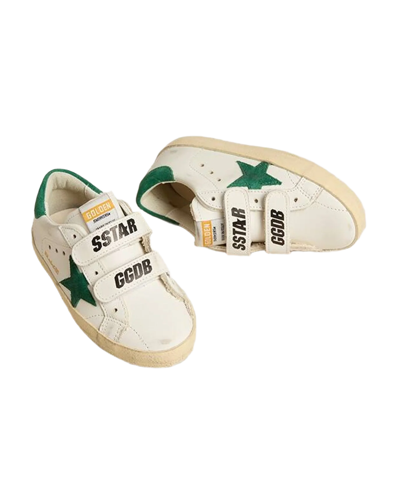 Boy | Old School Young with Suede Star & Heel Tab | White x Green (V1) - Image 2