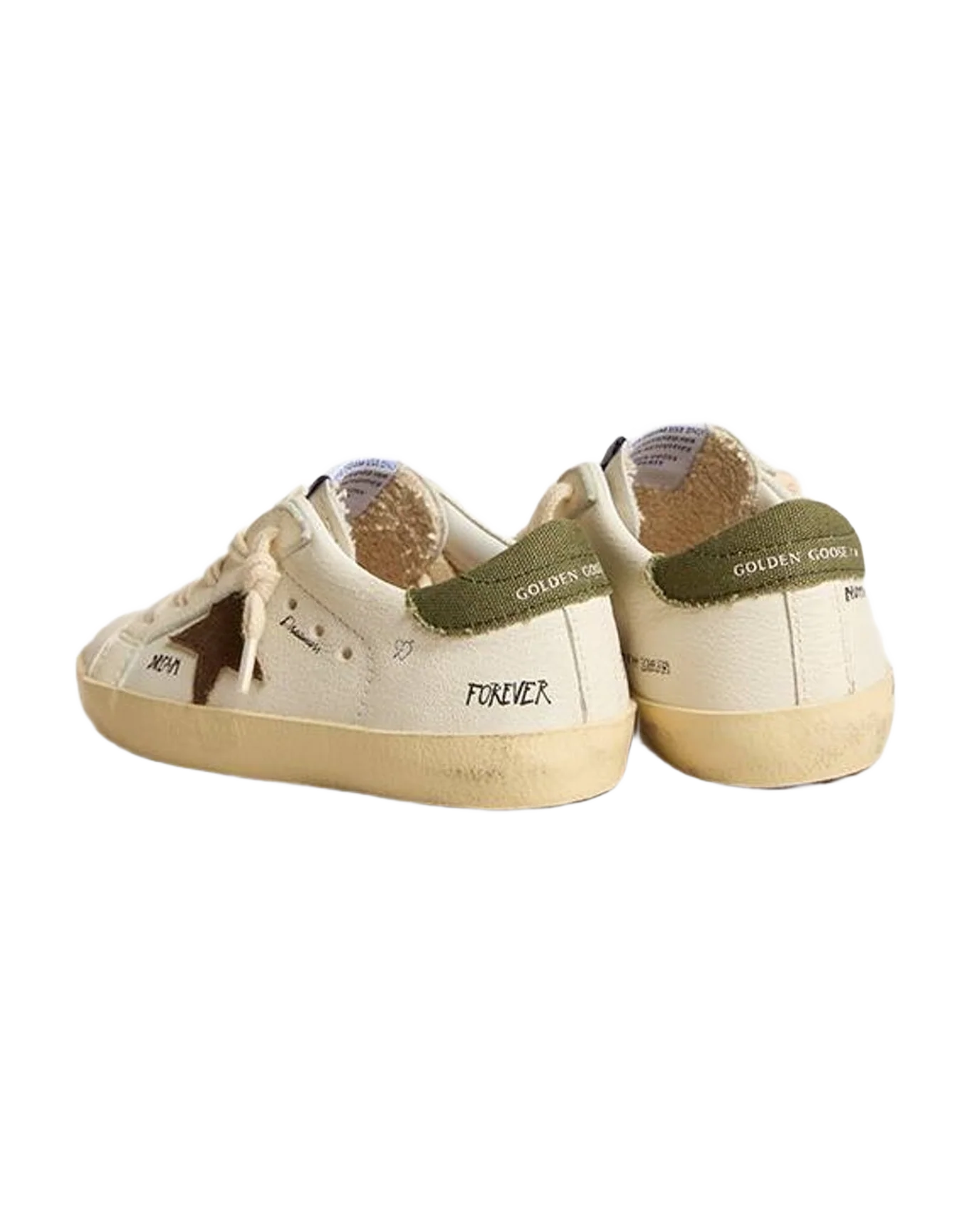 Boy | Super-Star Young Nappa with Suede Star & Heel Tab | White x Brown x Green (V1) - Image 4