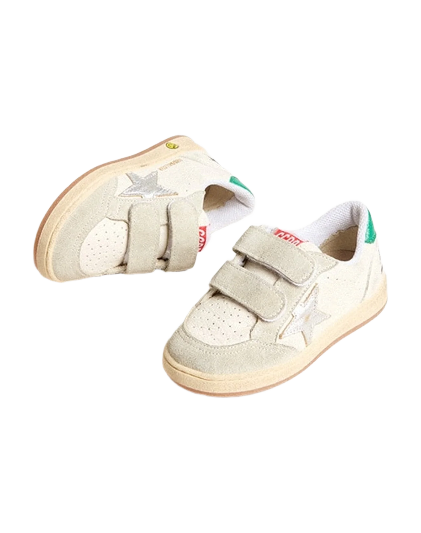 Boy | Young Ball Star with Star & Suede Heel Tab | White x Ice x Silver x Green (V1) - Image 5