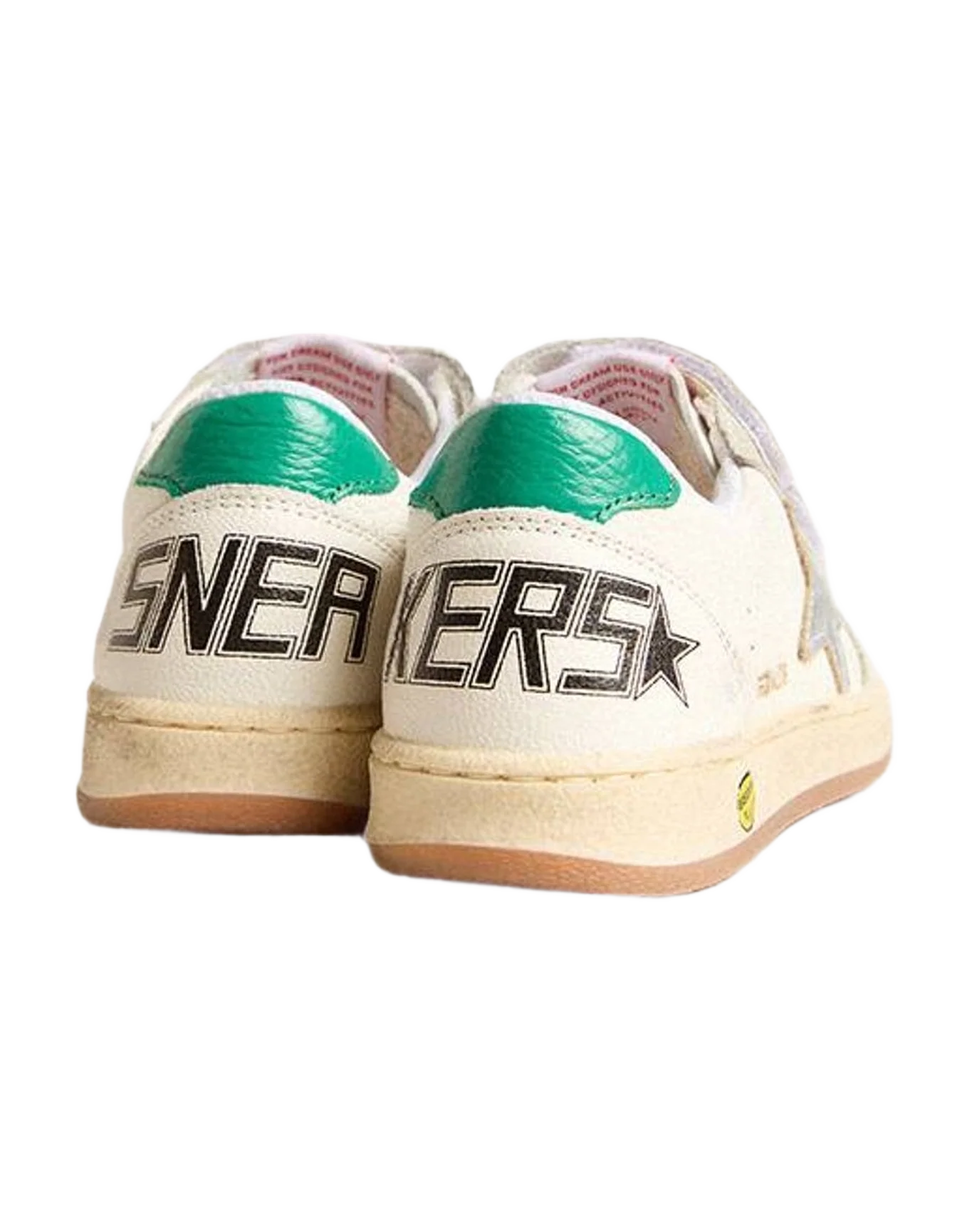Boy | Young Ball Star with Star & Suede Heel Tab | White x Ice x Silver x Green (V2) - Image 2