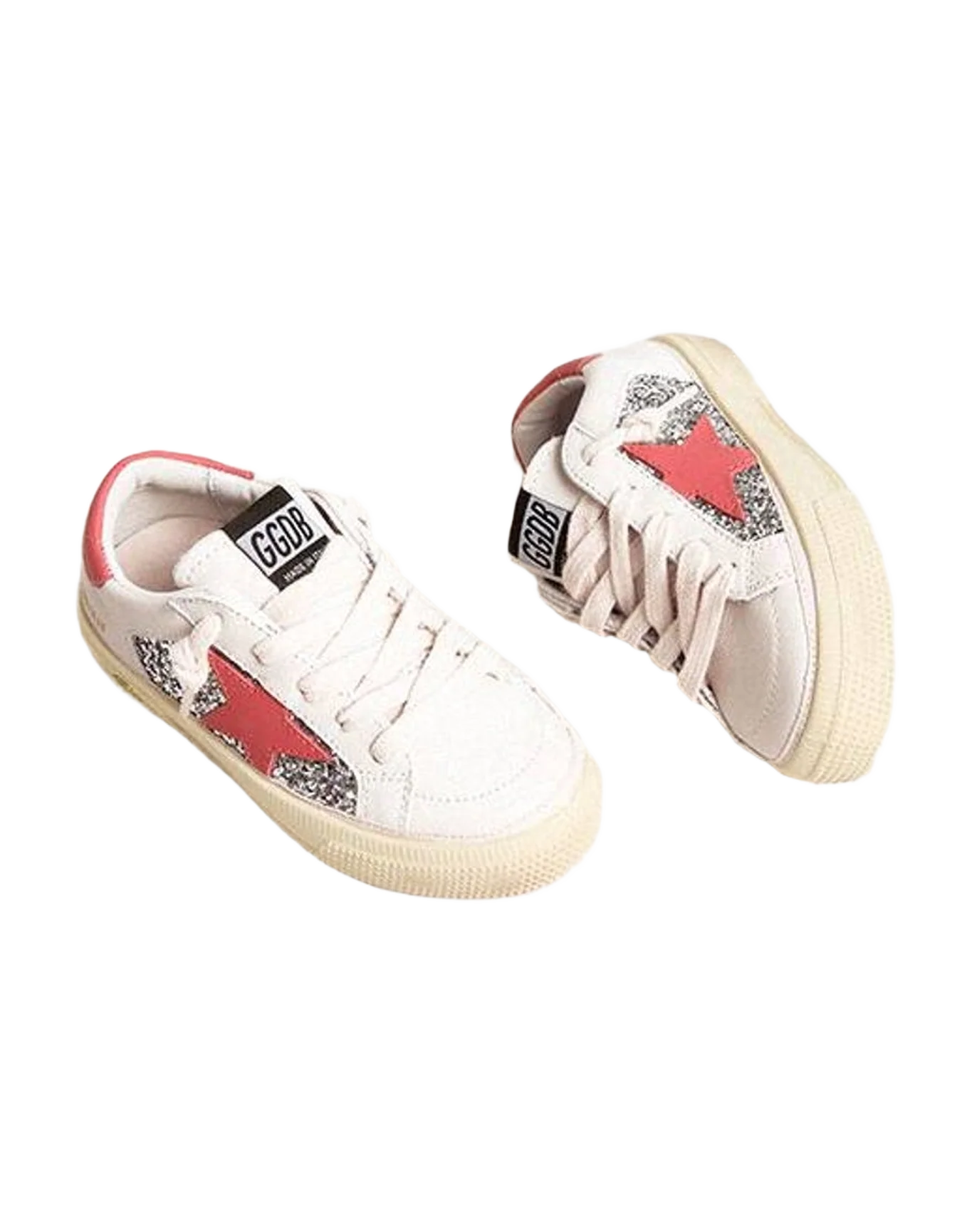 Girl | Young May with Pink Leather Star & Heel Tab | Silver x White x Red (V1) - Image 2